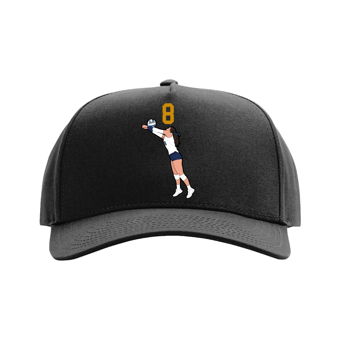 Full Fabric Five-Panel Champ Cap — Number Top in Black