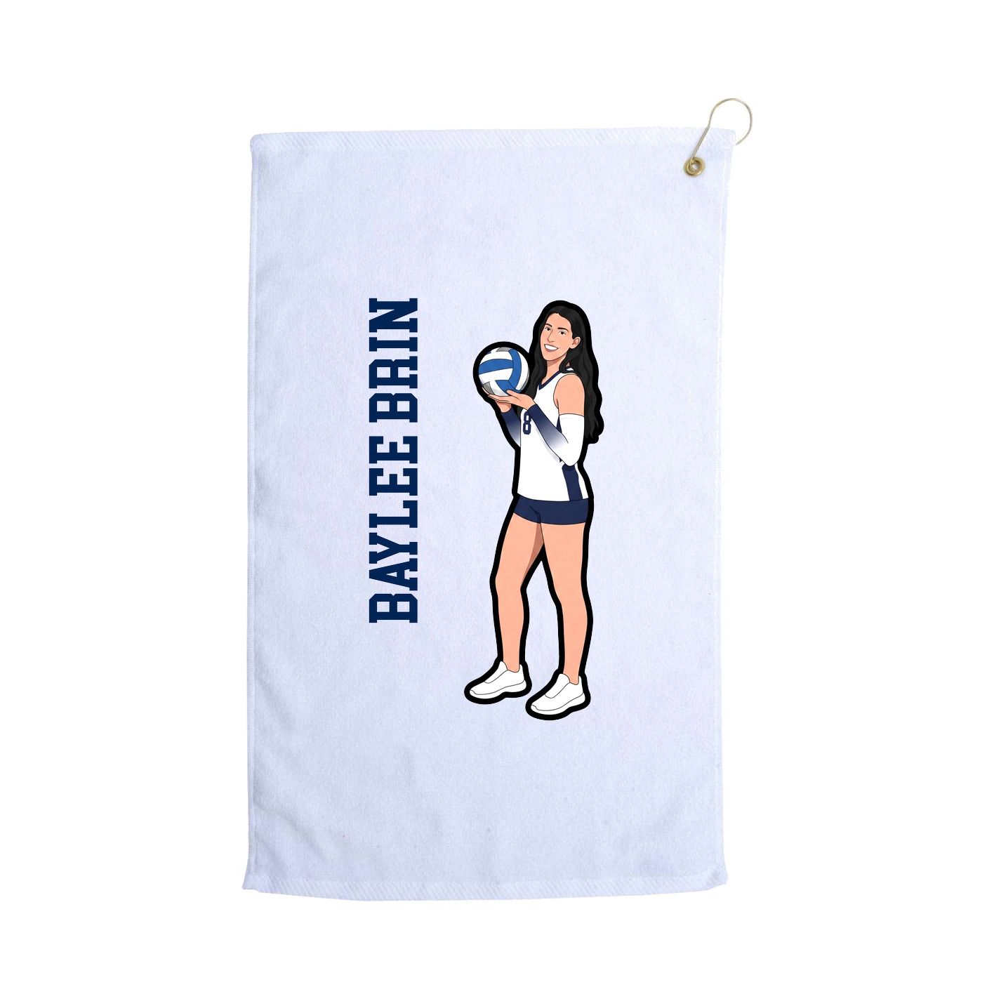 Golf Towel — Name Vertical in White