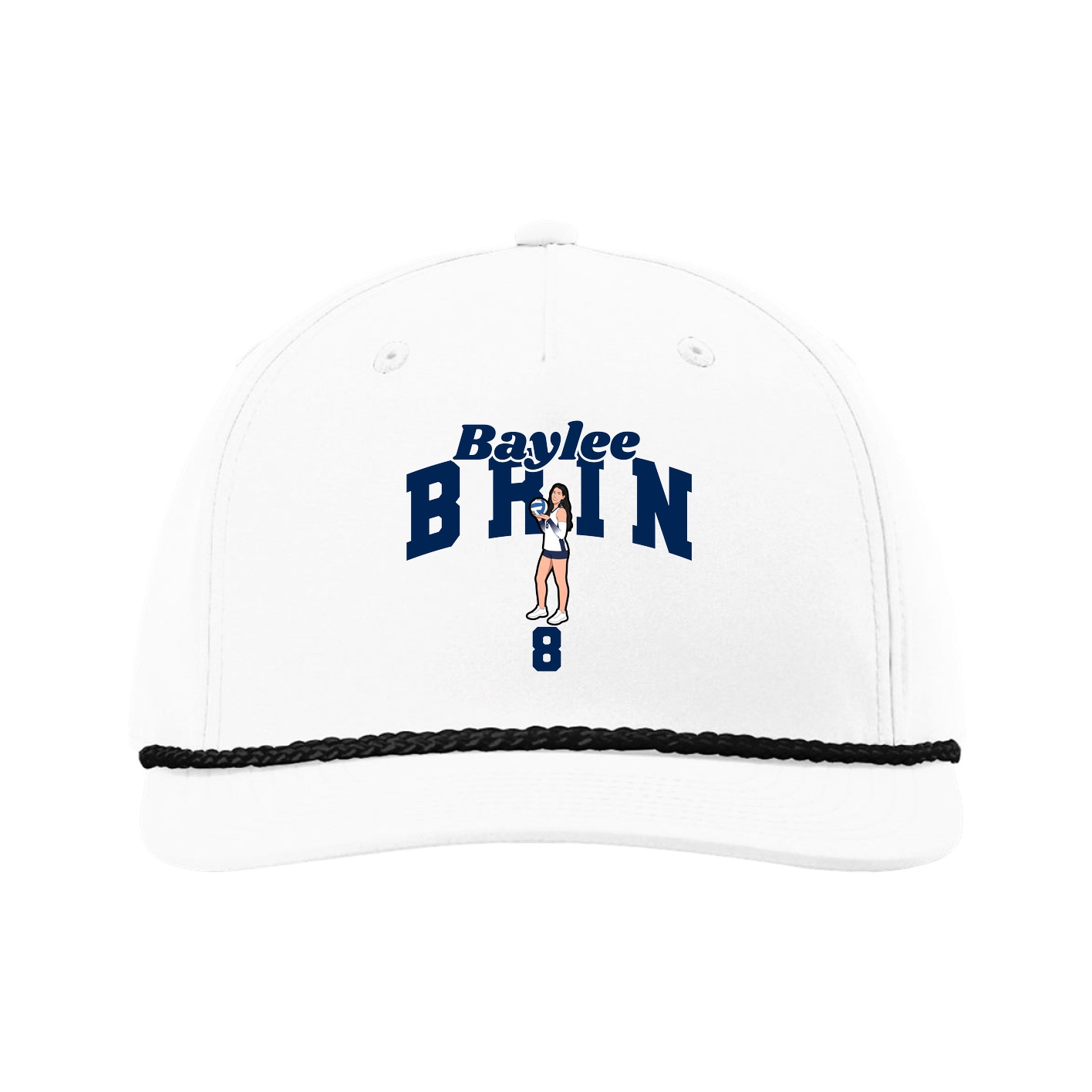 Five-Panel Classic Rope Cap — Signature Arch in White