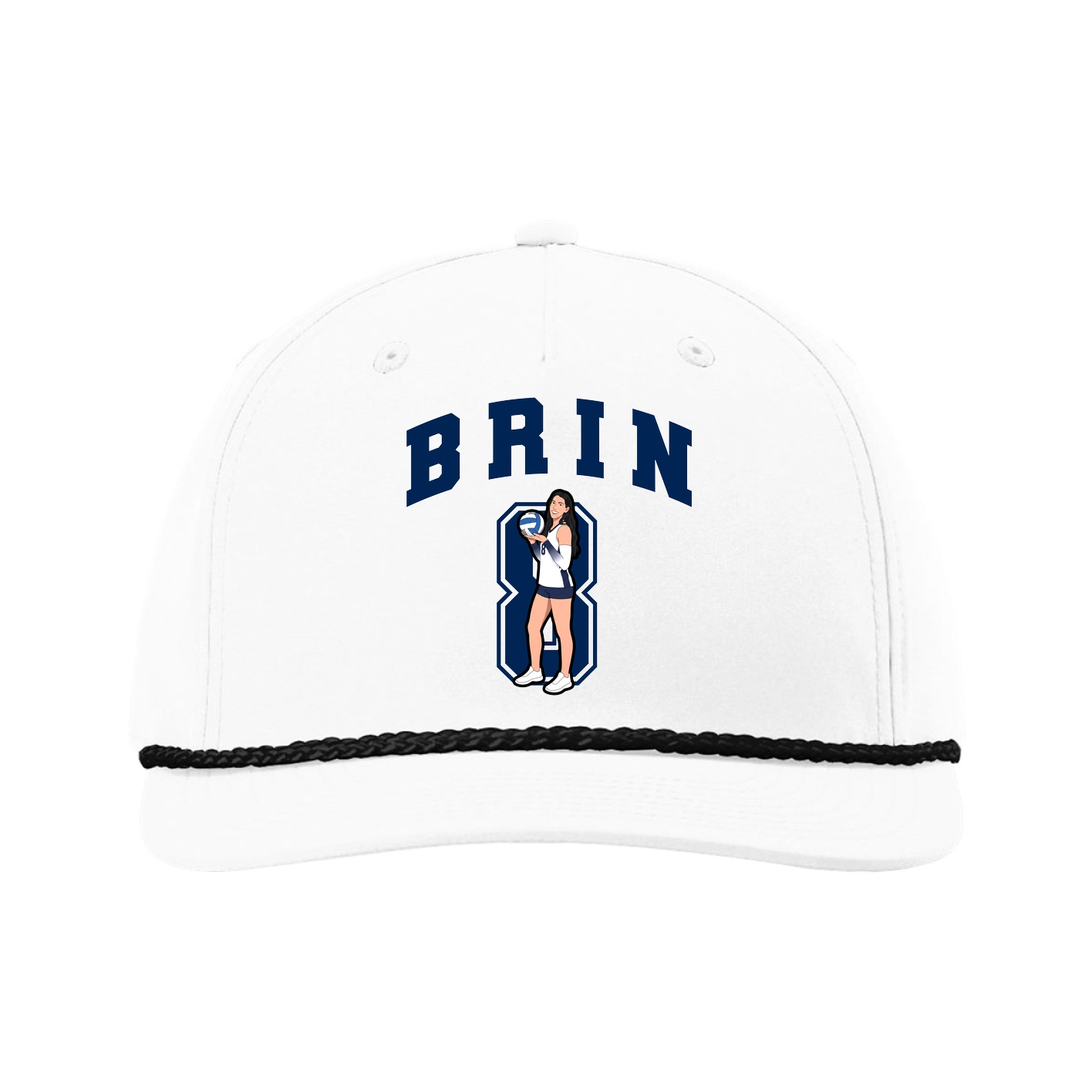 Five-Panel Classic Rope Cap — Number in White