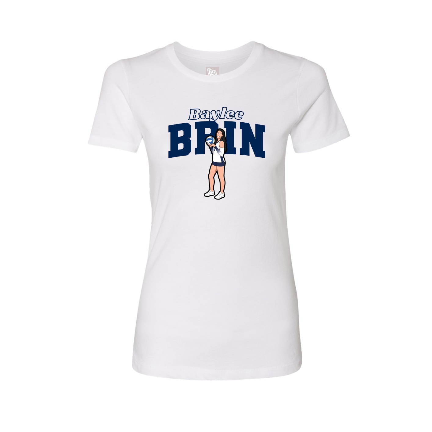 Fitted Women's Tee — Name Arch in White