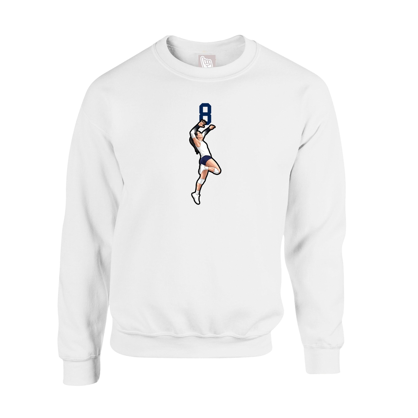 Fleece Crew — Number Top in White