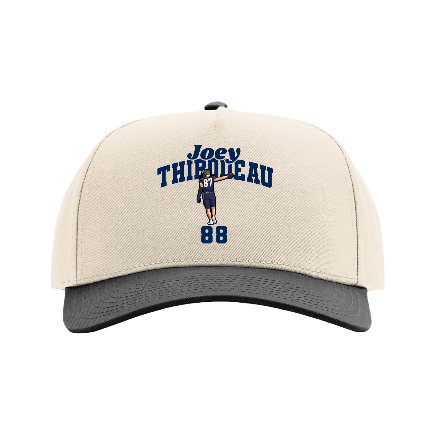 Full Fabric Five-Panel Champ Cap — Signature Arch in Cream/Black