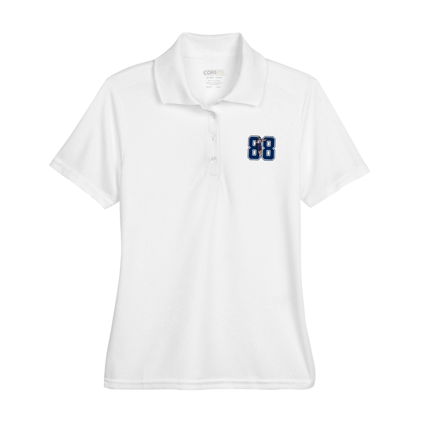 Womens Performance Polo — Number in White