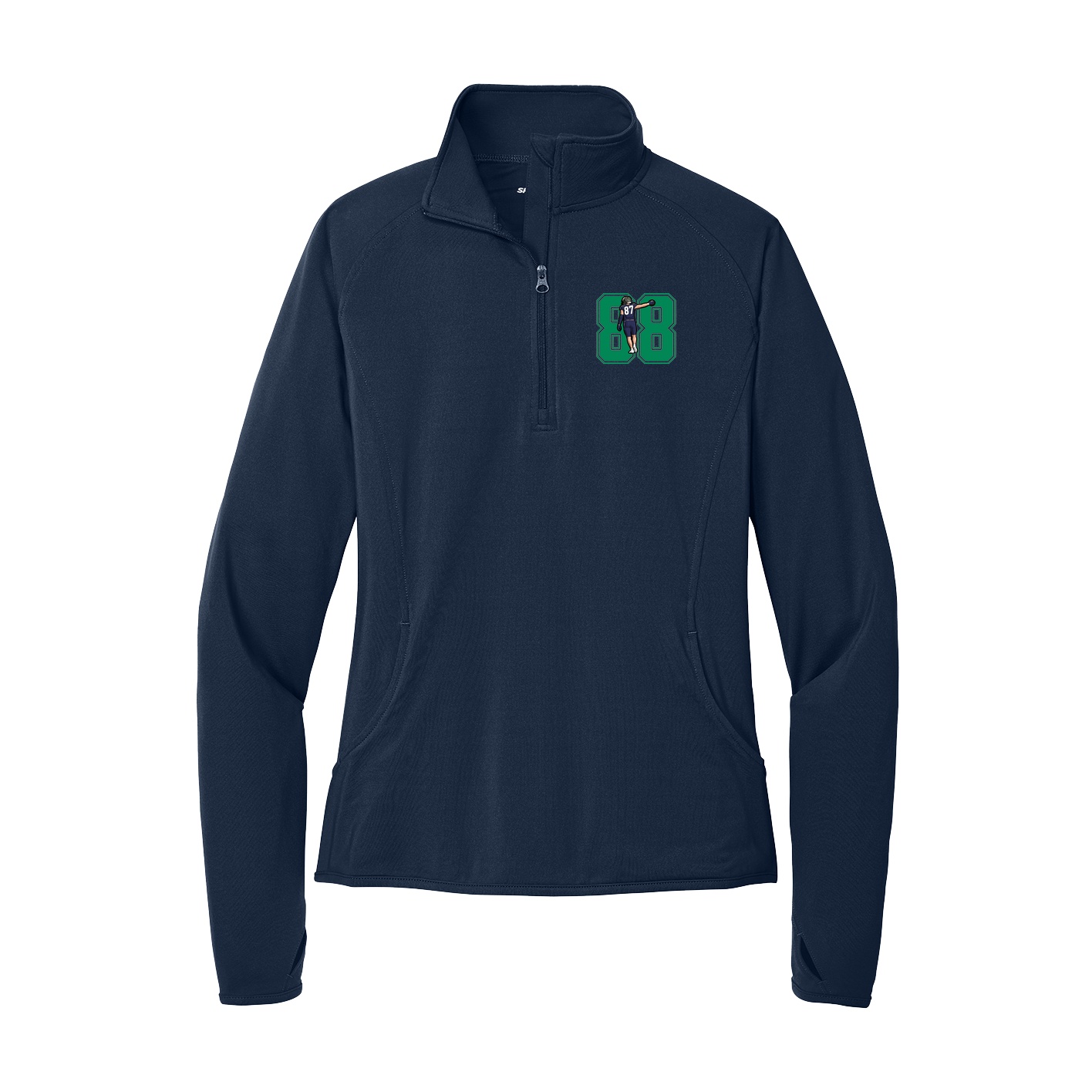 Women's Q-Zip Pullover — Number in Navy