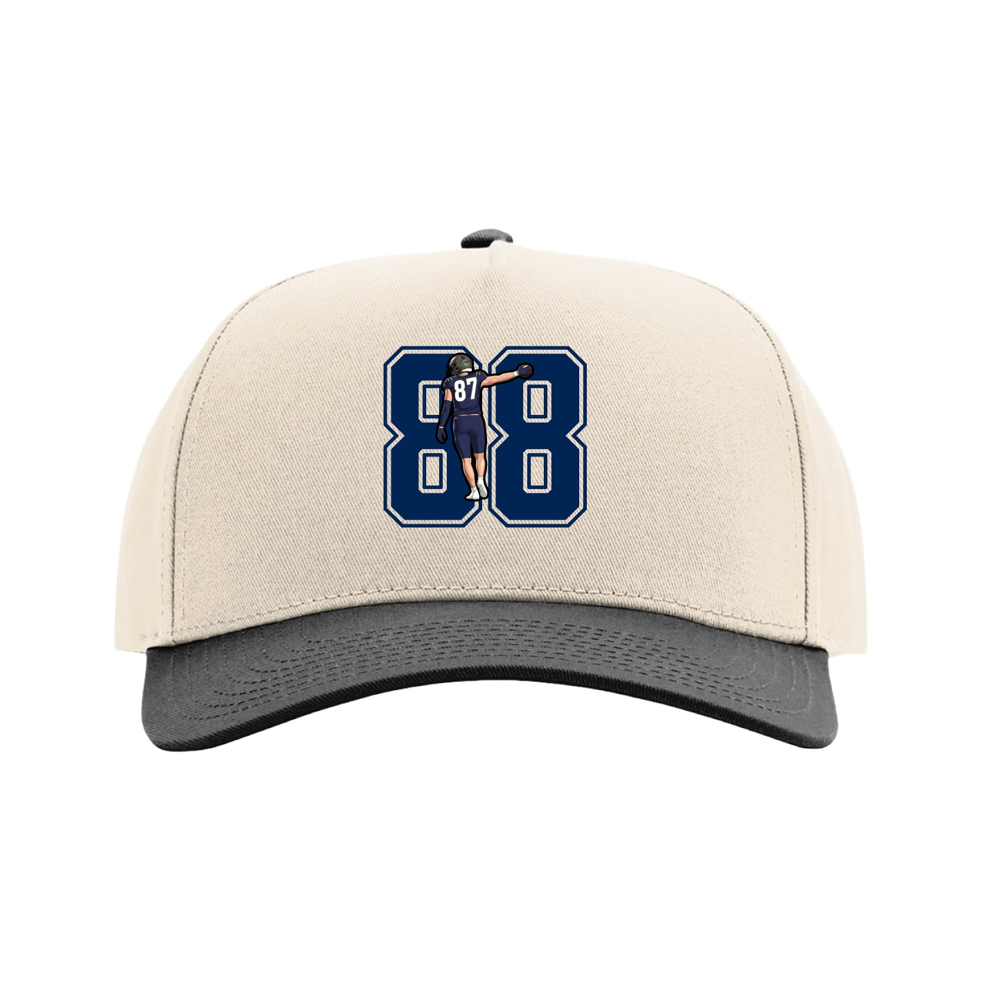 Full Fabric Five-Panel Champ Cap — Number in Cream/Black