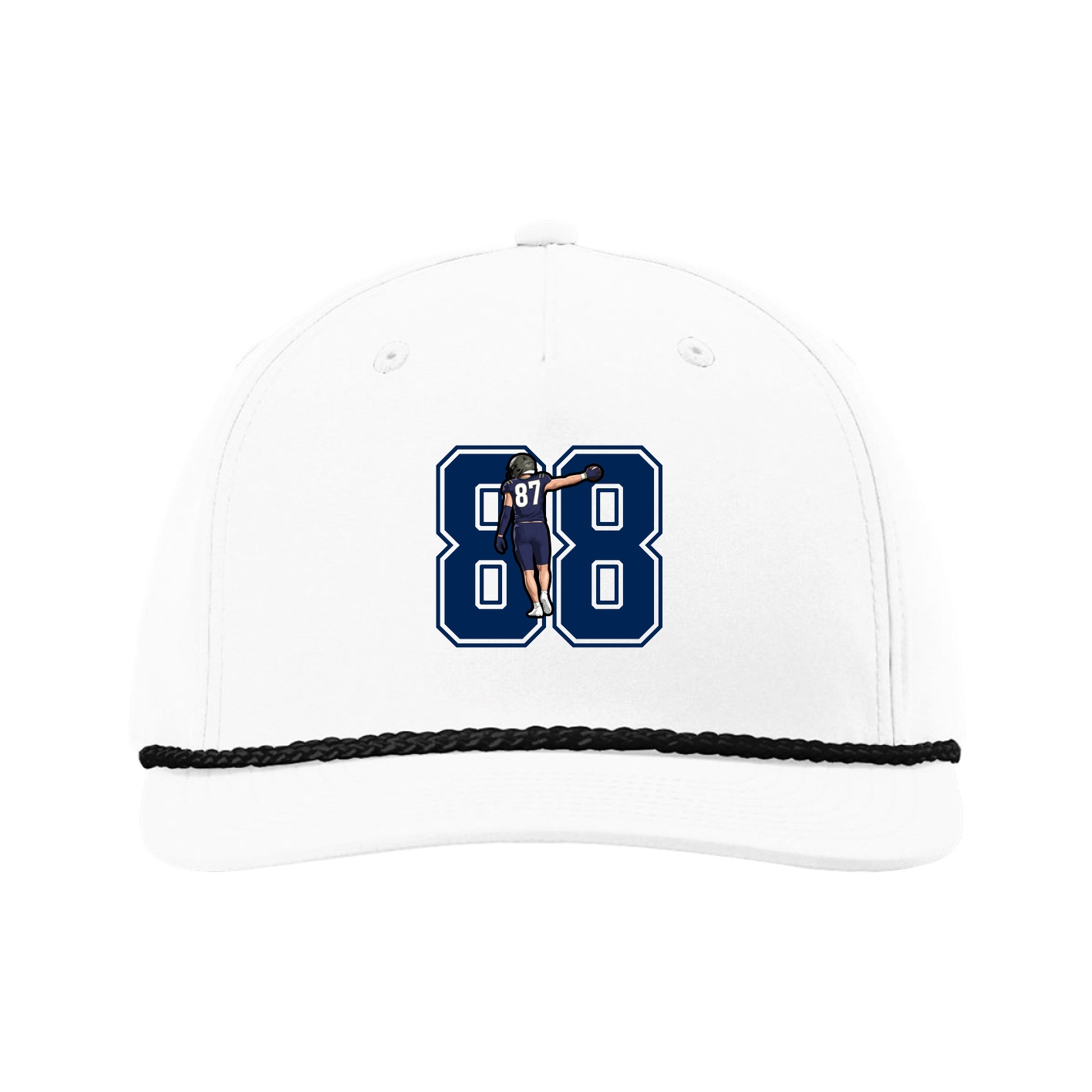 Five-Panel Classic Rope Cap — Number in White