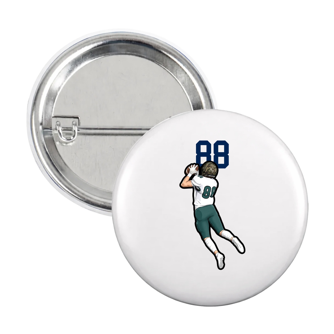 Game Day Button — Number Top in White
