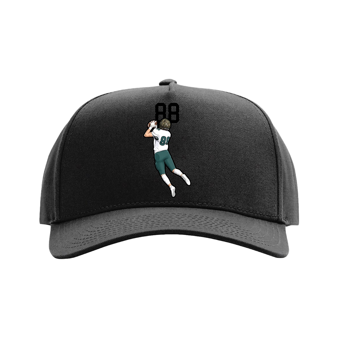 Full Fabric Five-Panel Champ Cap — Number Top in Black