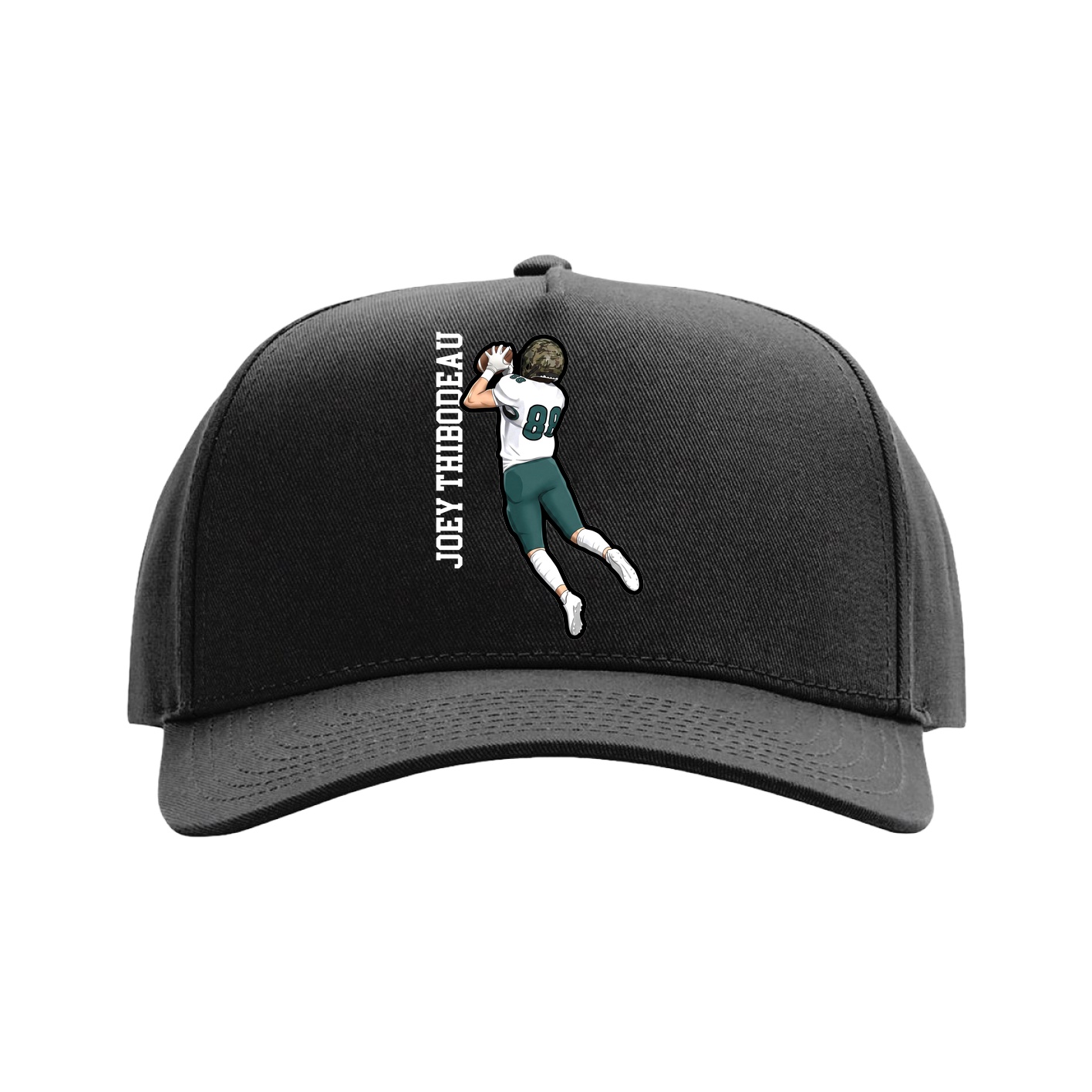 Full Fabric Five-Panel Champ Cap — Name Vertical in Black