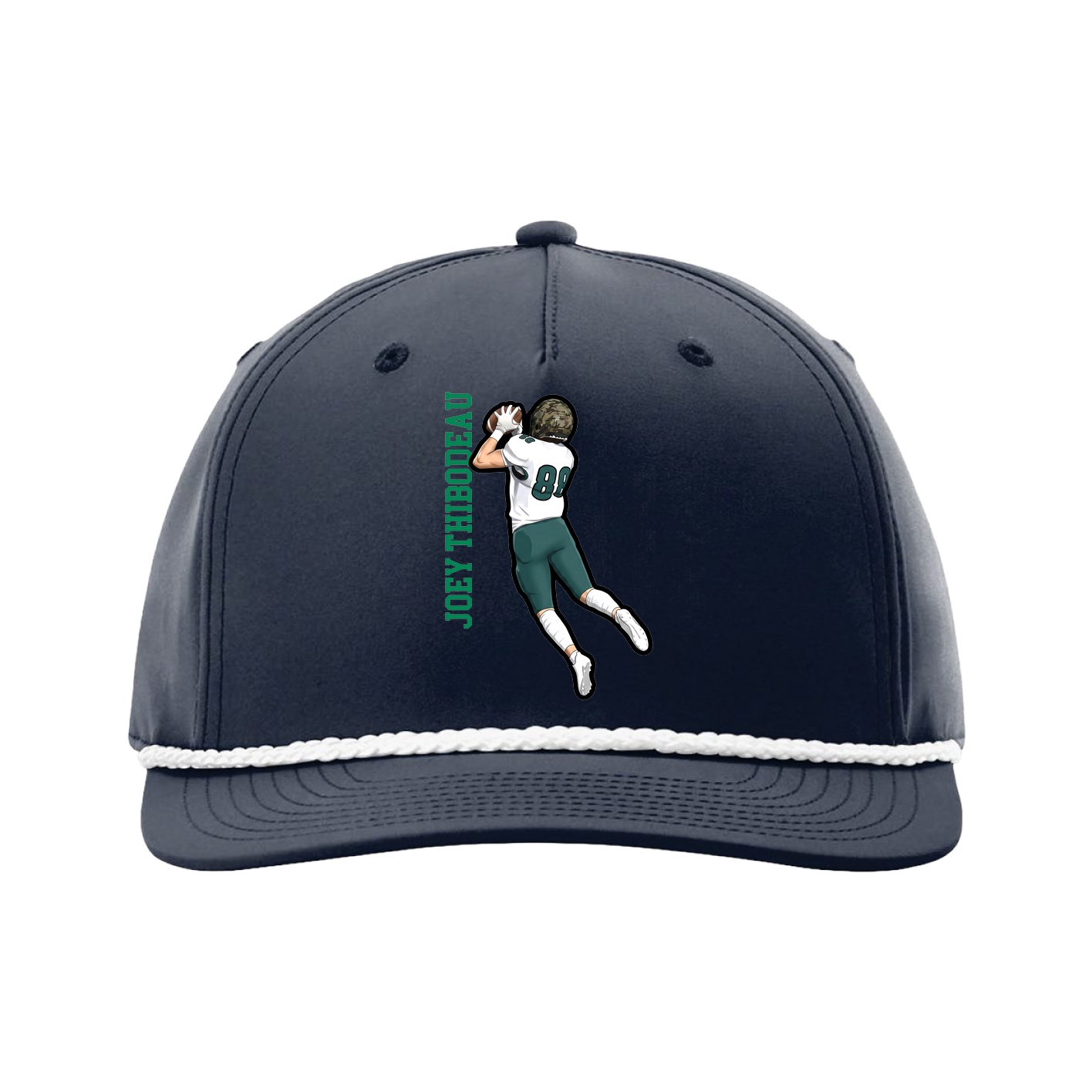 Five-Panel Classic Rope Cap — Name Vertical in Navy