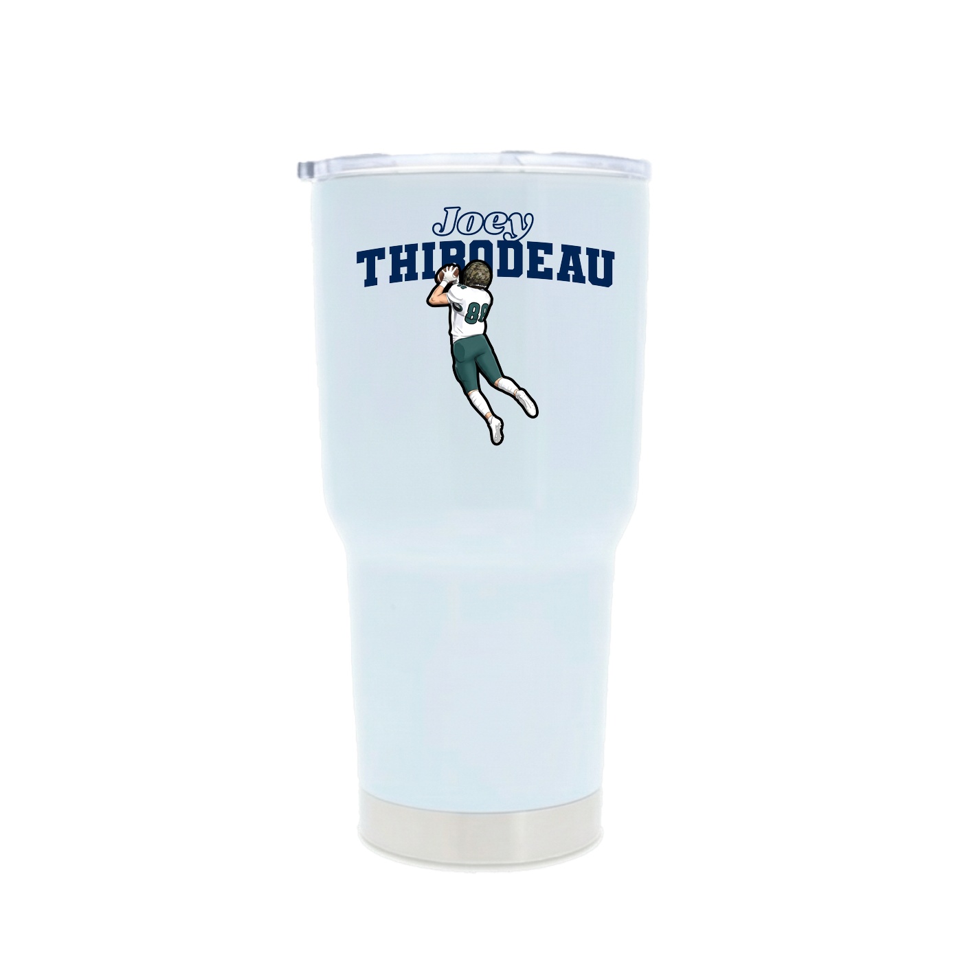 30oz Stainless Steel Tumbler — Name Arch in White