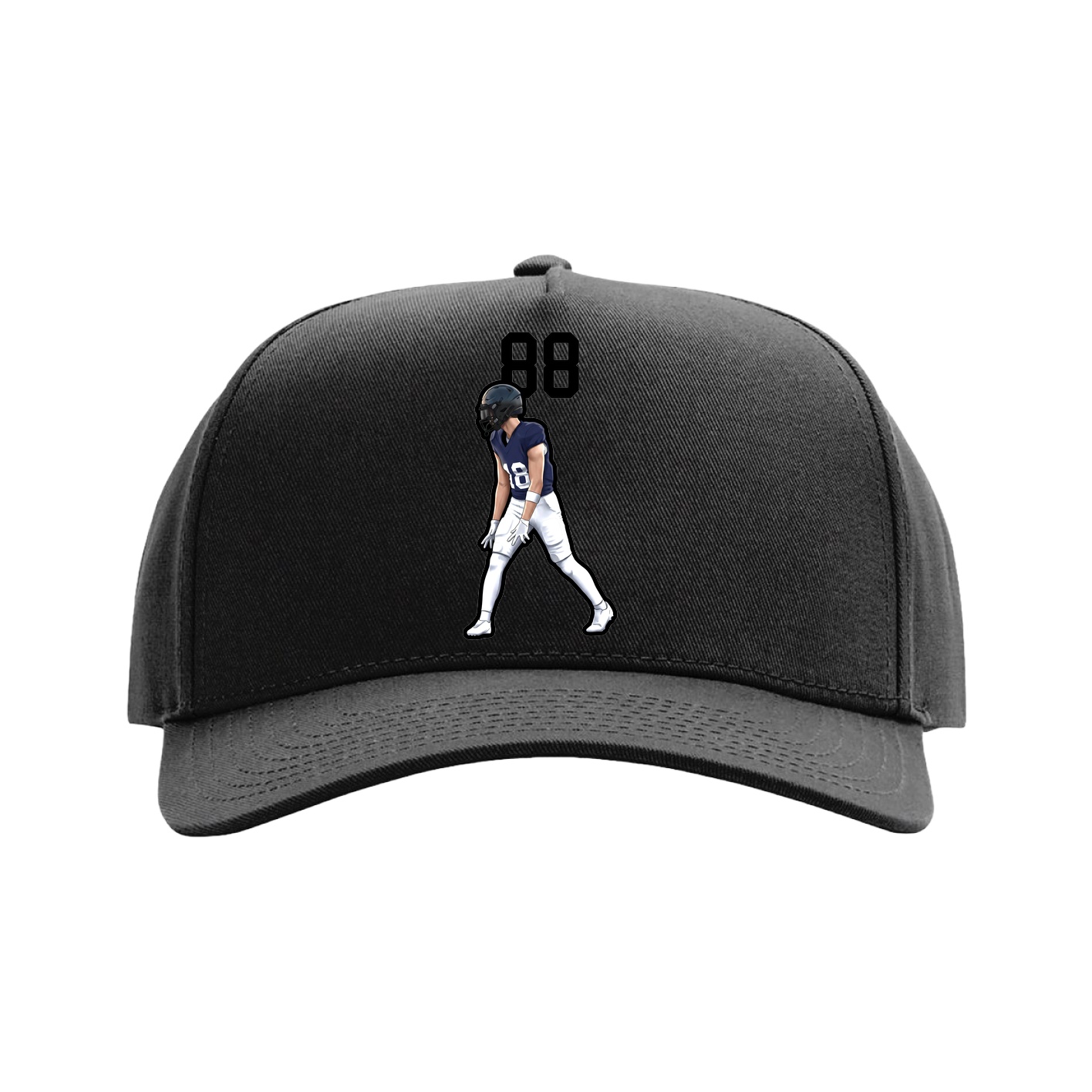 Full Fabric Five-Panel Champ Cap — Number Top in Black