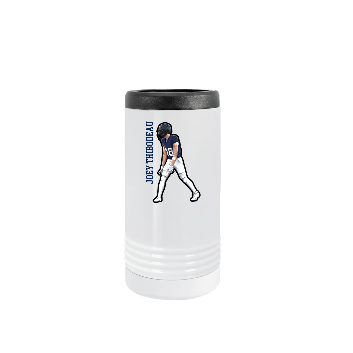Slim Beverage Holder — Name Vertical in White