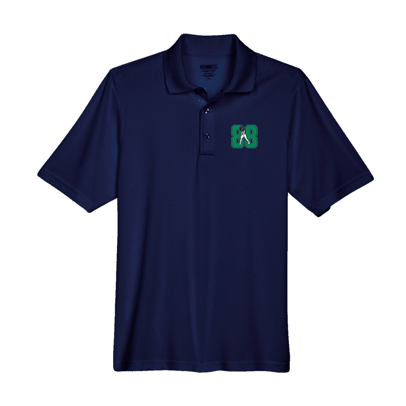 Performance Polo — Number in Navy