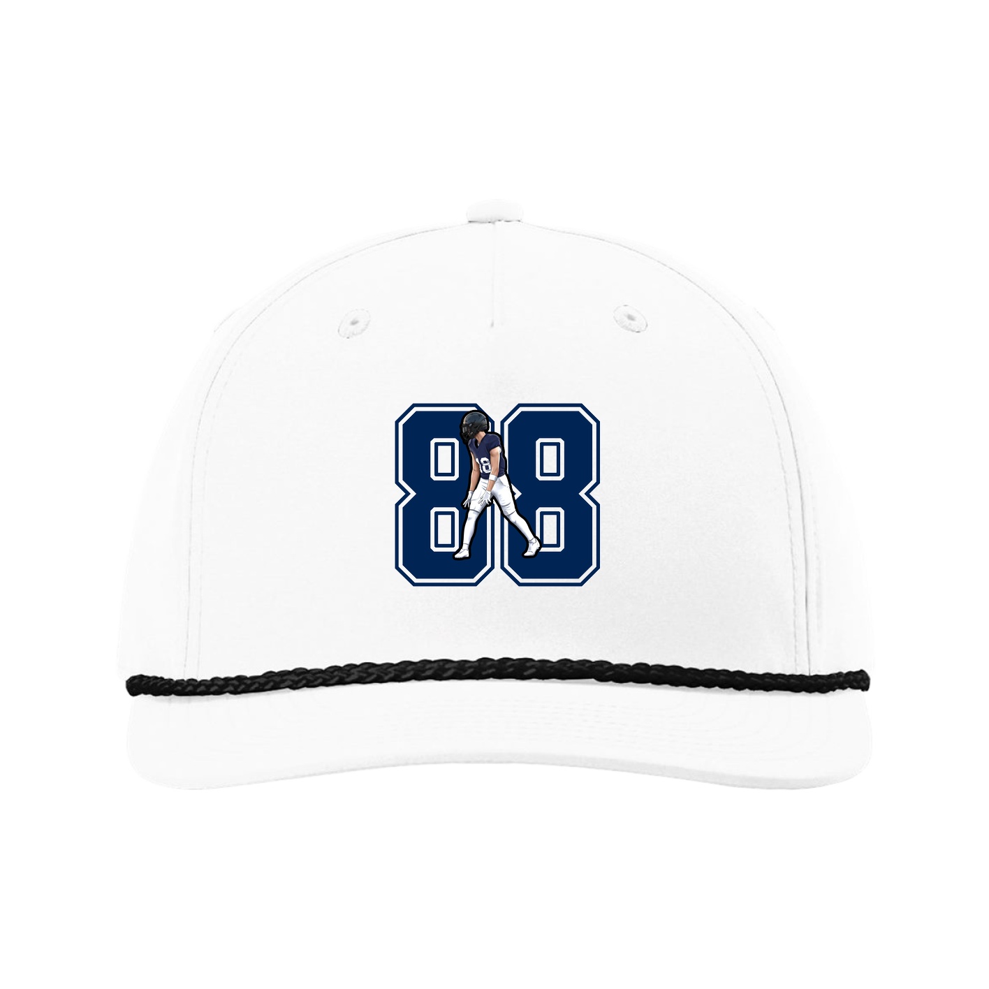 Five-Panel Classic Rope Cap — Number in White