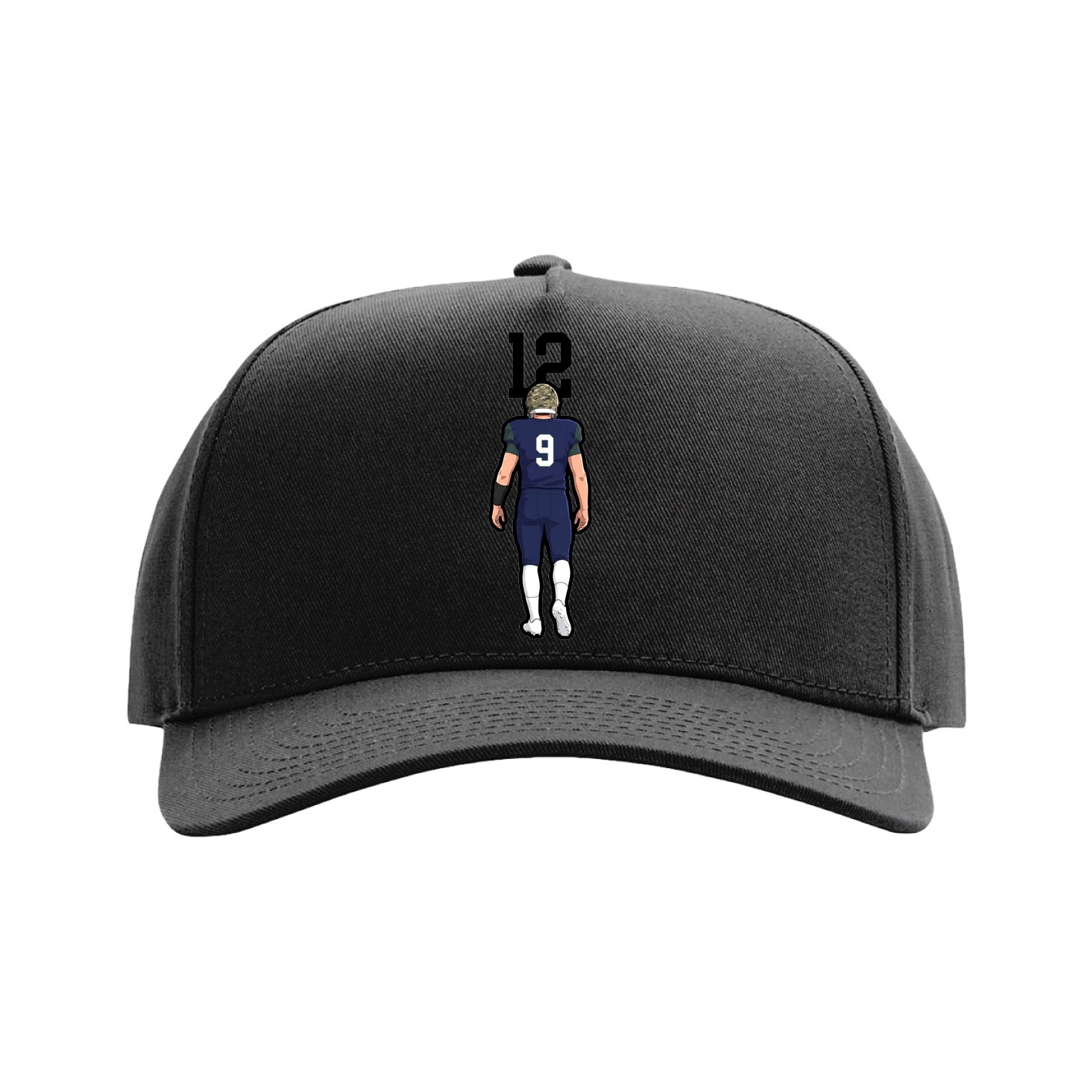 Full Fabric Five-Panel Champ Cap — Number Top in Black