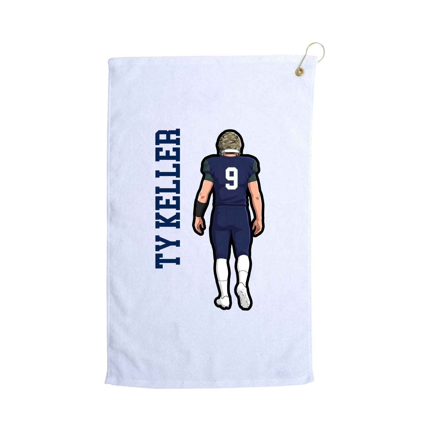 Golf Towel — Name Vertical in White