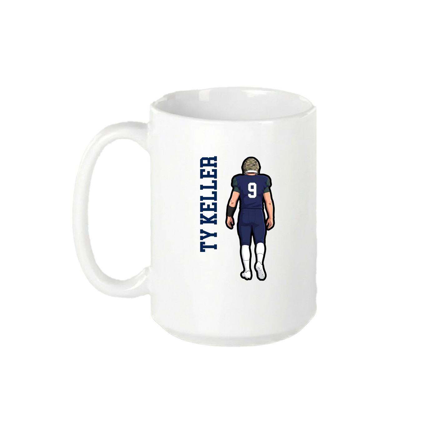 15oz Coffee Mug — Name Vertical in White