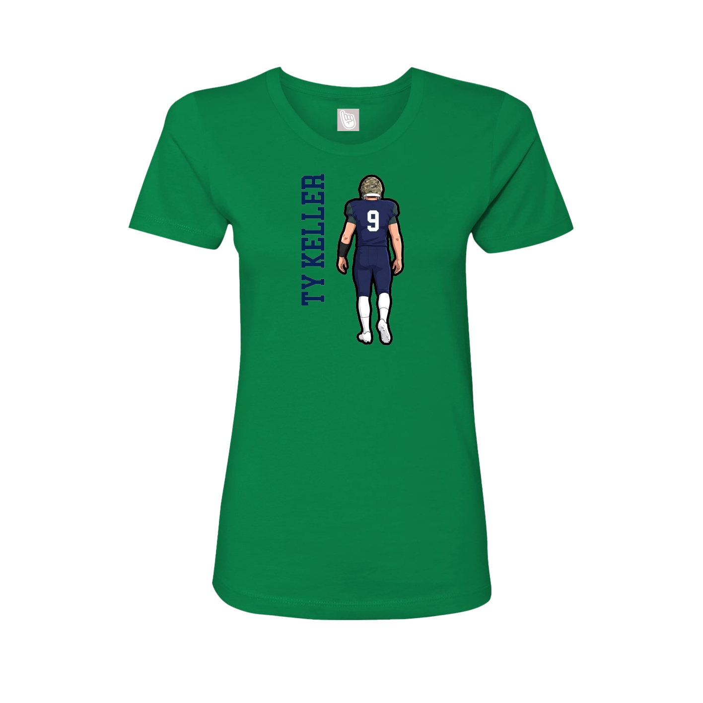Fitted Women's Tee — Name Vertical in Green