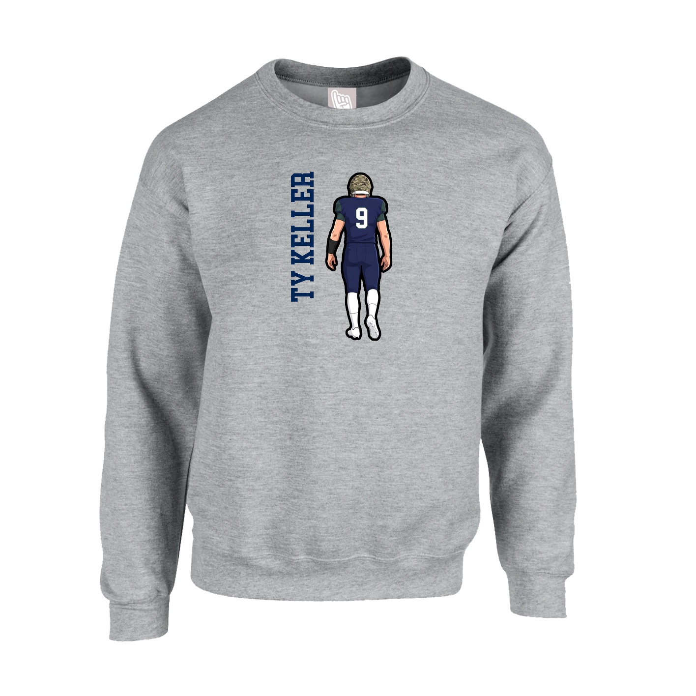 Fleece Crew — Name Vertical in Grey