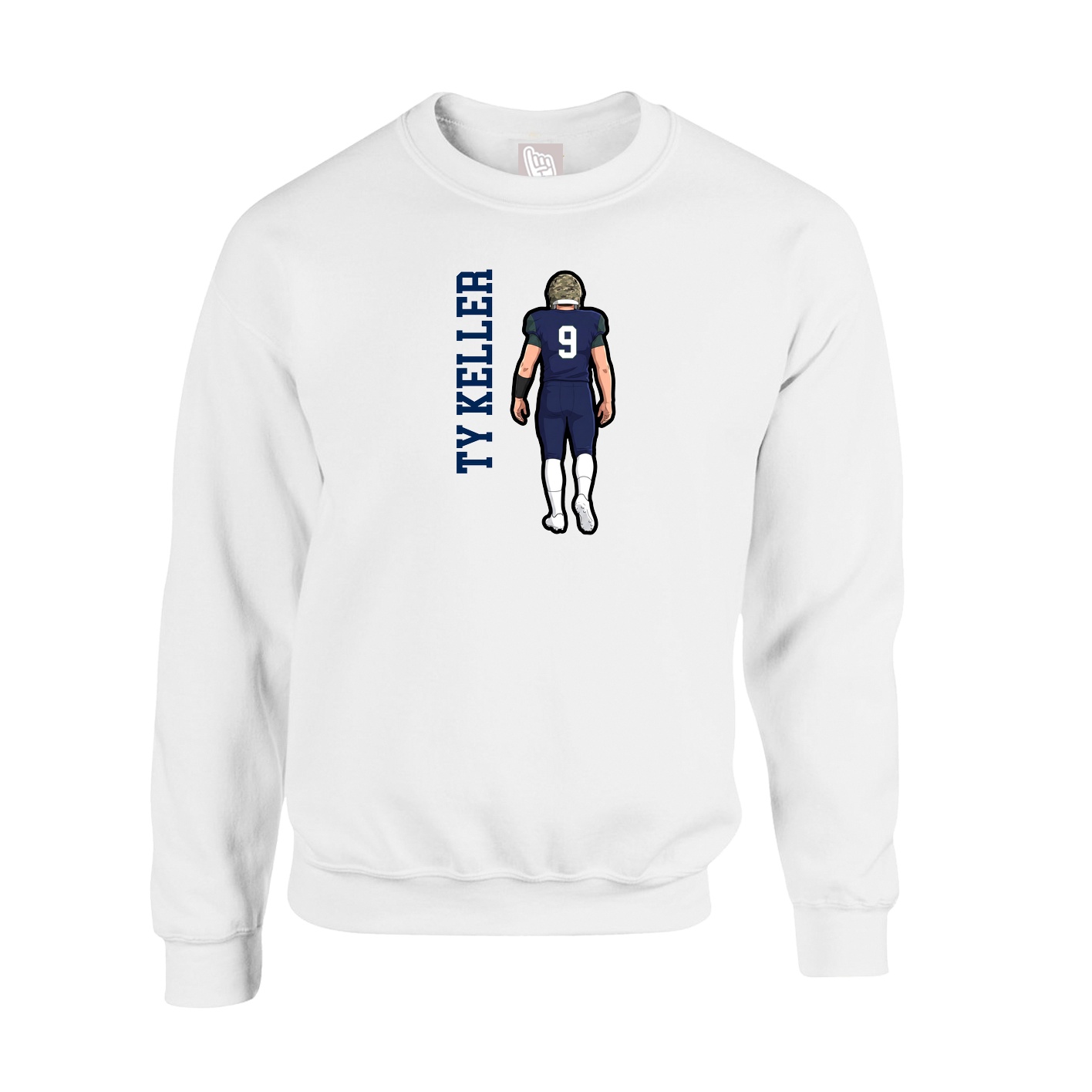 Fleece Crew — Name Vertical in White