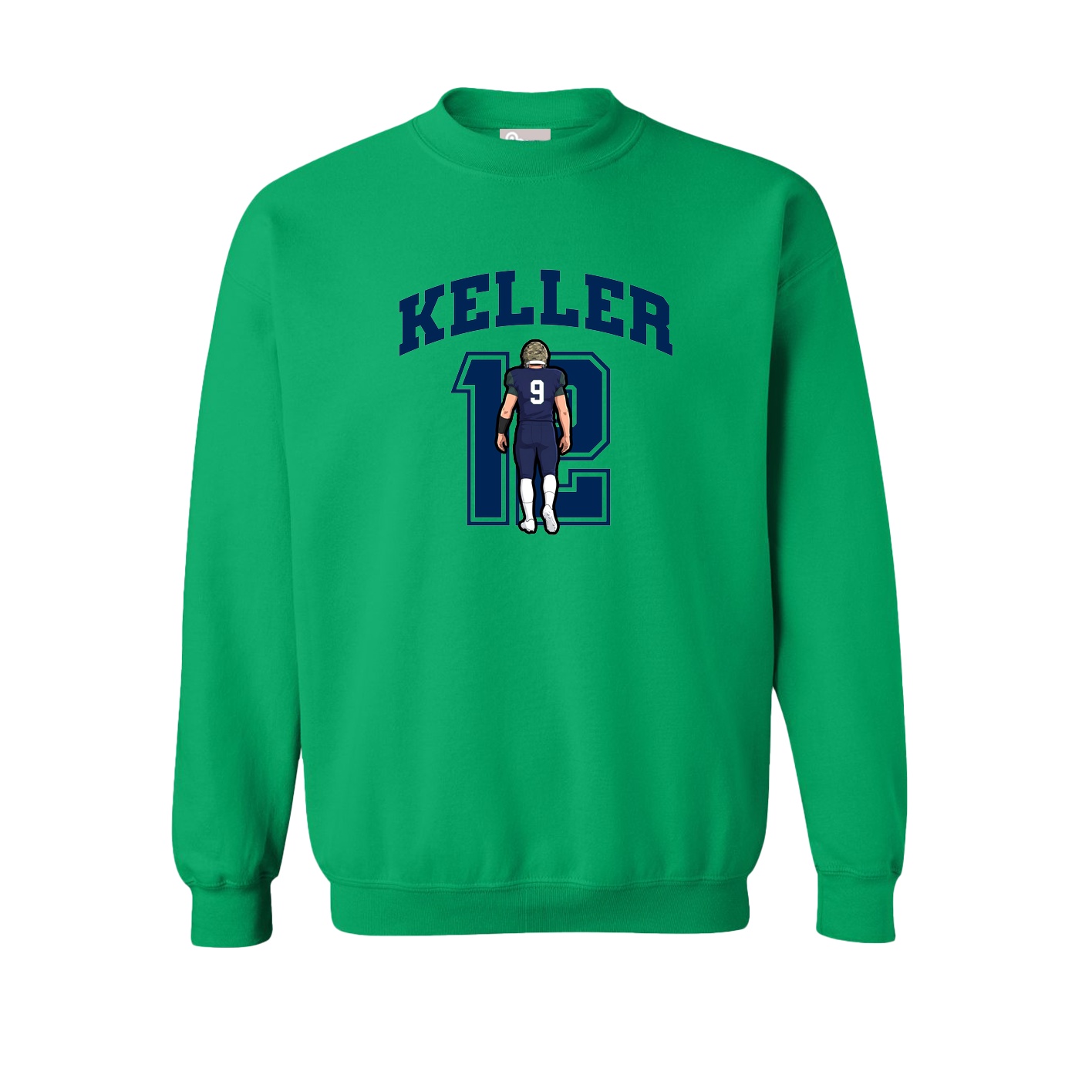 Fleece Crew — Number in Green