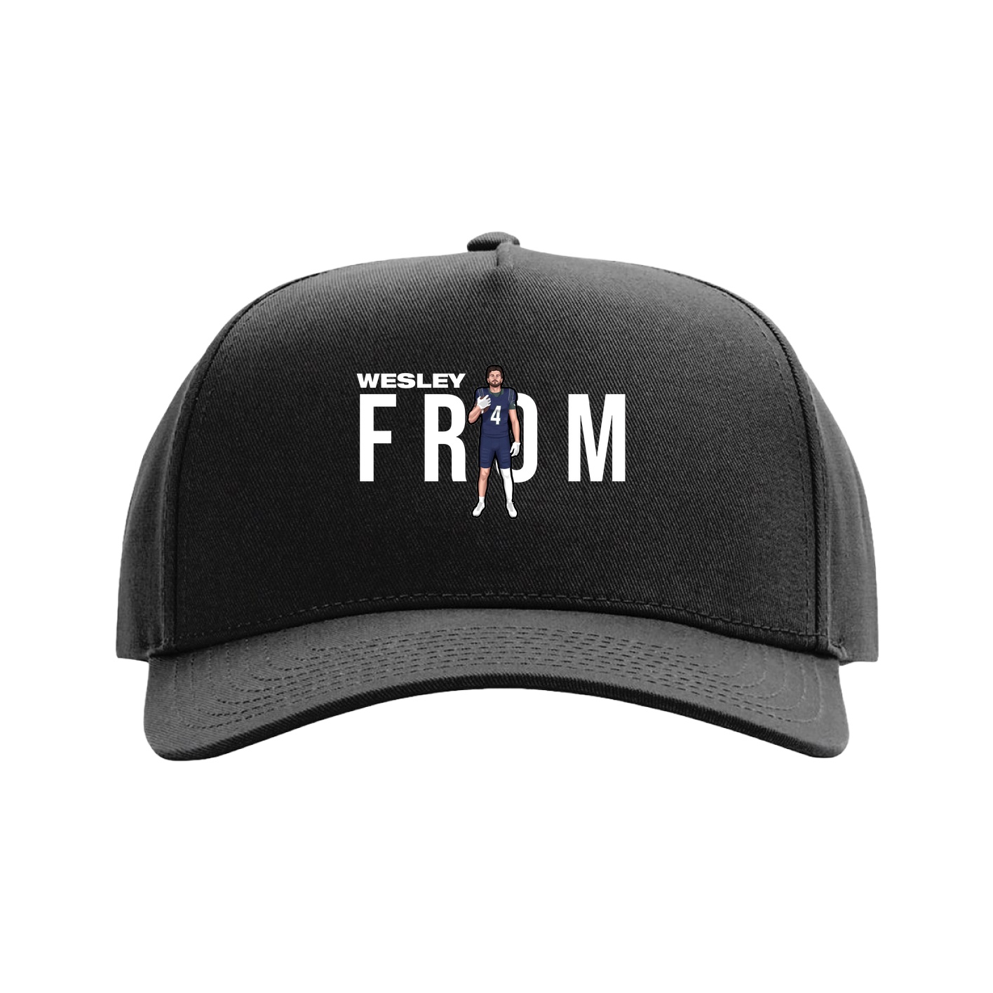 Full Fabric Five-Panel Champ Cap — Player Name in Black