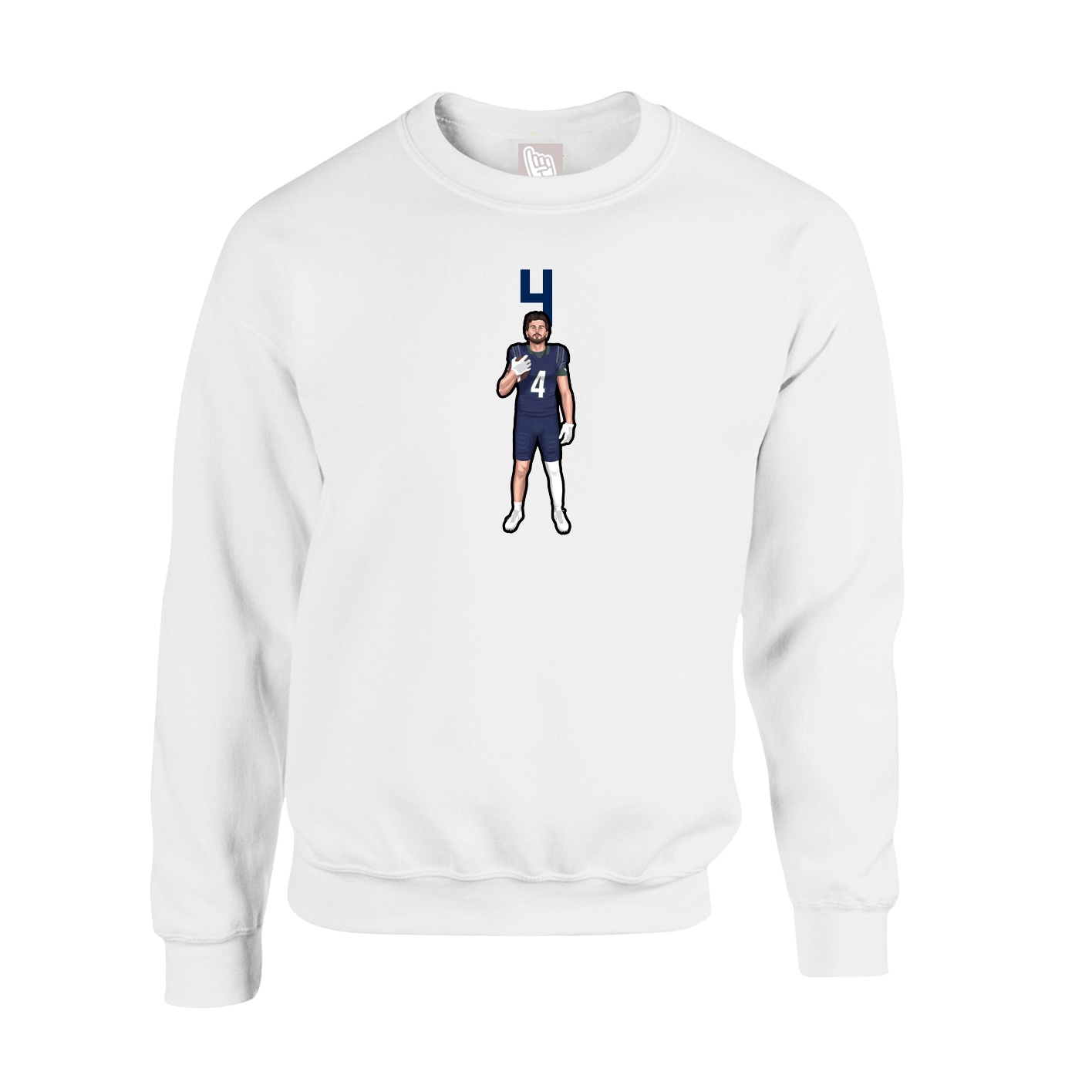 Fleece Crew — Number Top in White