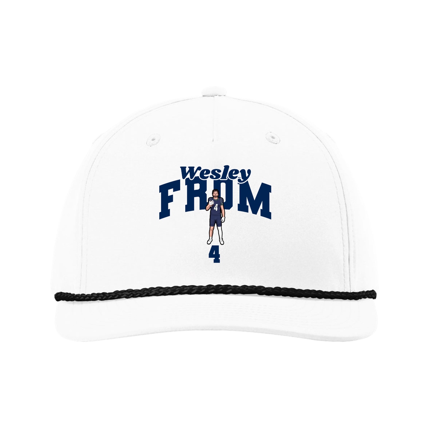 Five-Panel Classic Rope Cap — Signature Arch in White