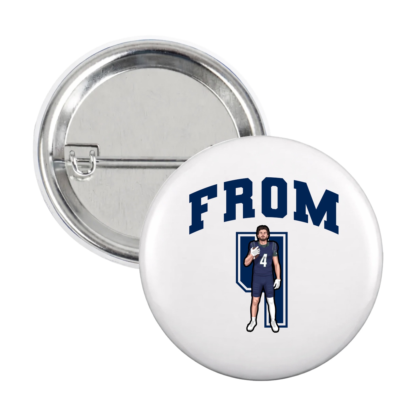 Game Day Button — Number in White