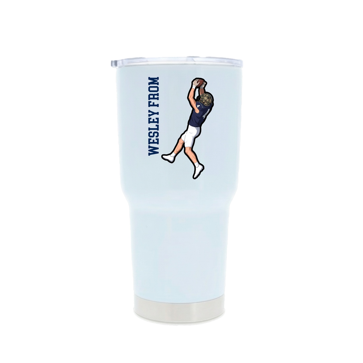 30oz Stainless Steel Tumbler — Name Vertical in White