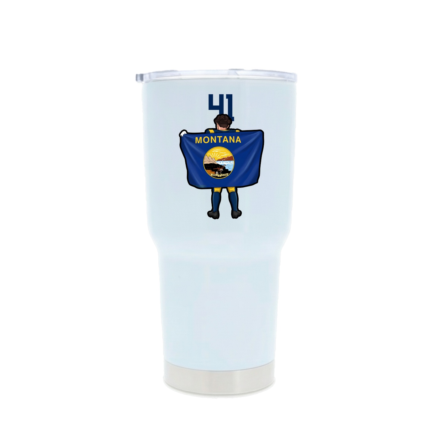 30oz Stainless Steel Tumbler — Number Top in White