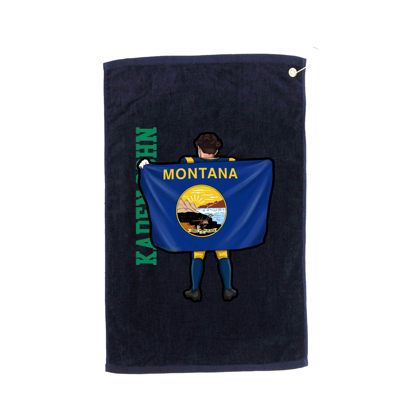 Golf Towel — Name Vertical in Navy