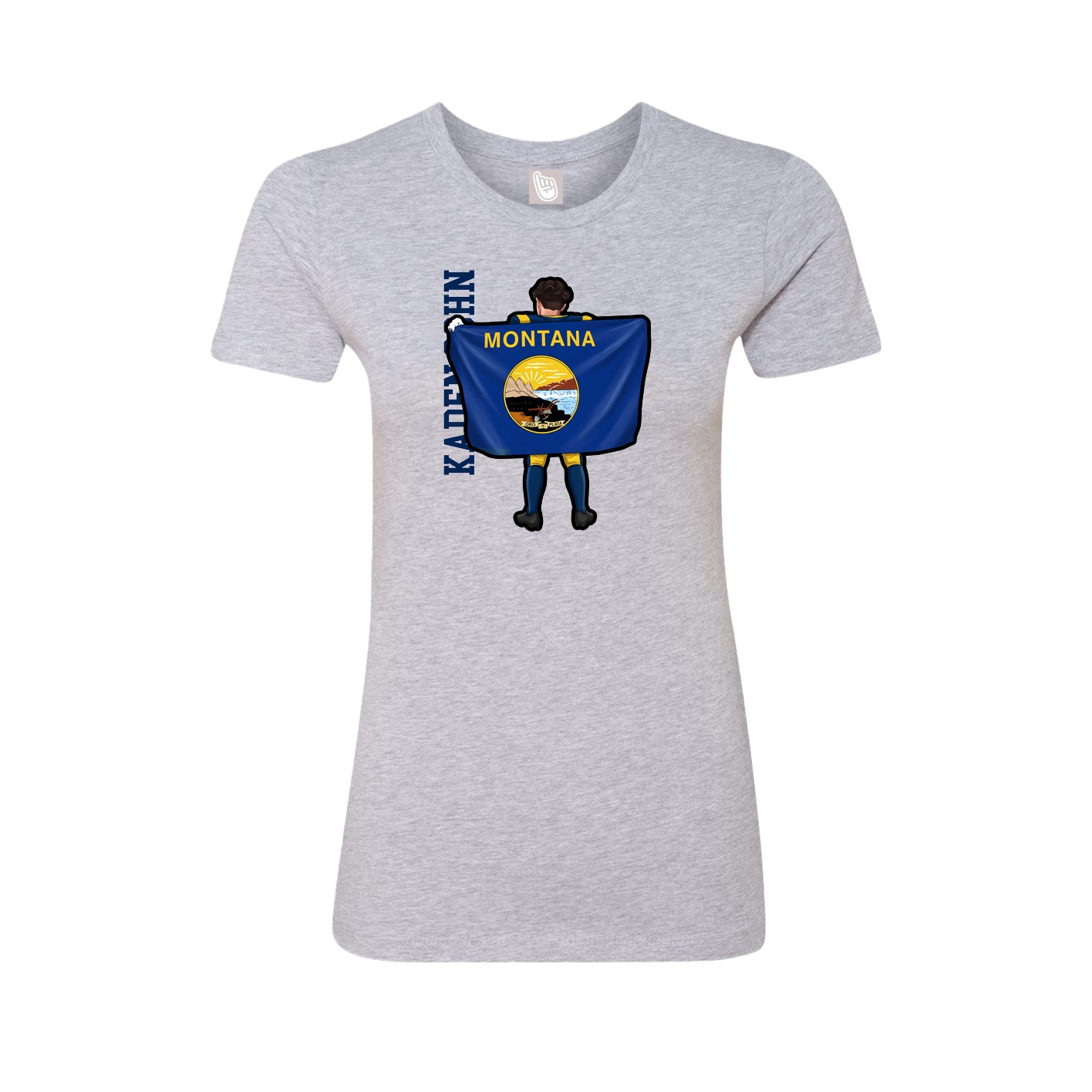 Fitted Women's Tee — Name Vertical in Grey