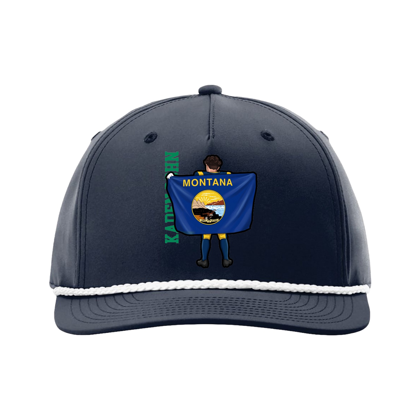 Five-Panel Classic Rope Cap — Name Vertical in Navy