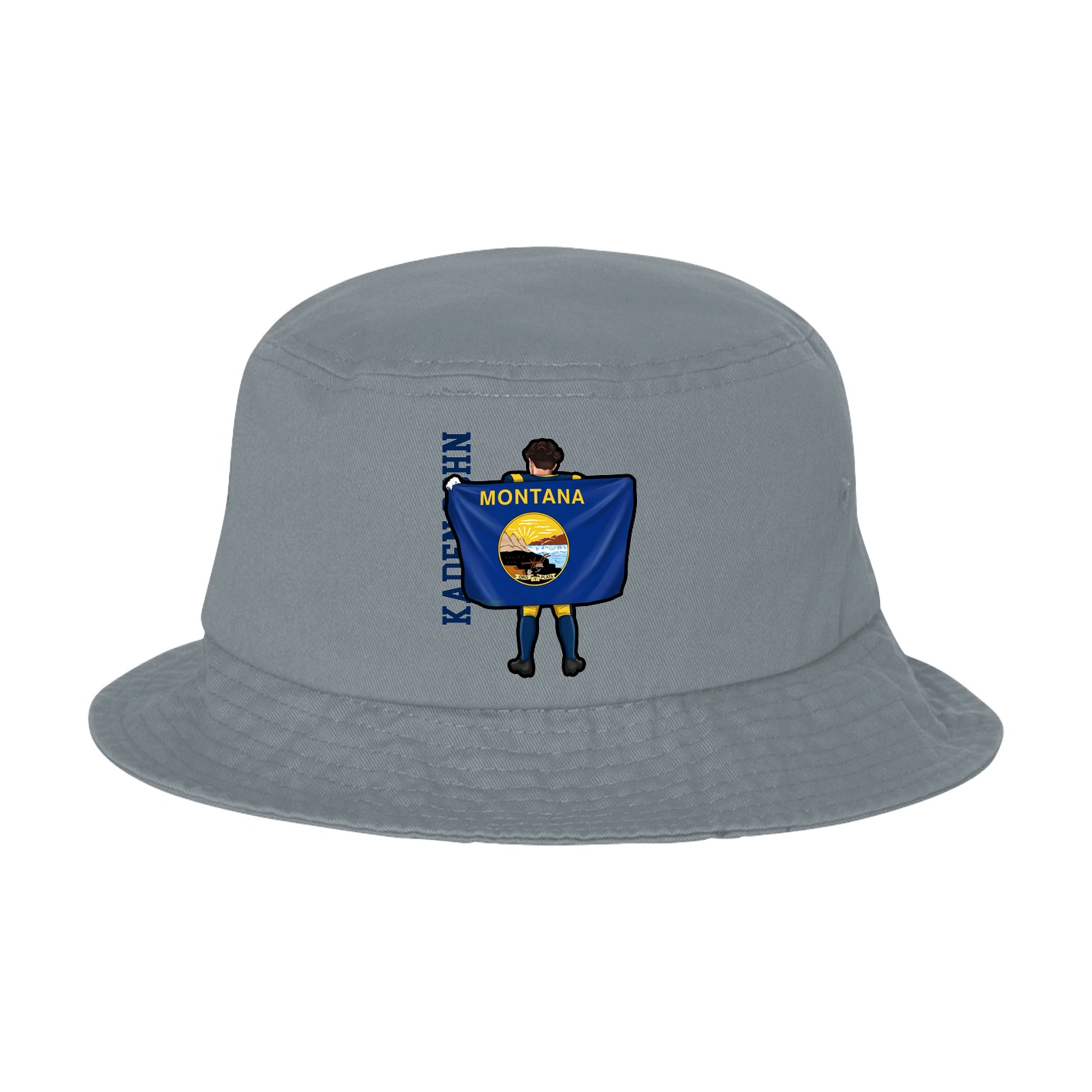 Bucket Cap — Name Vertical in Grey