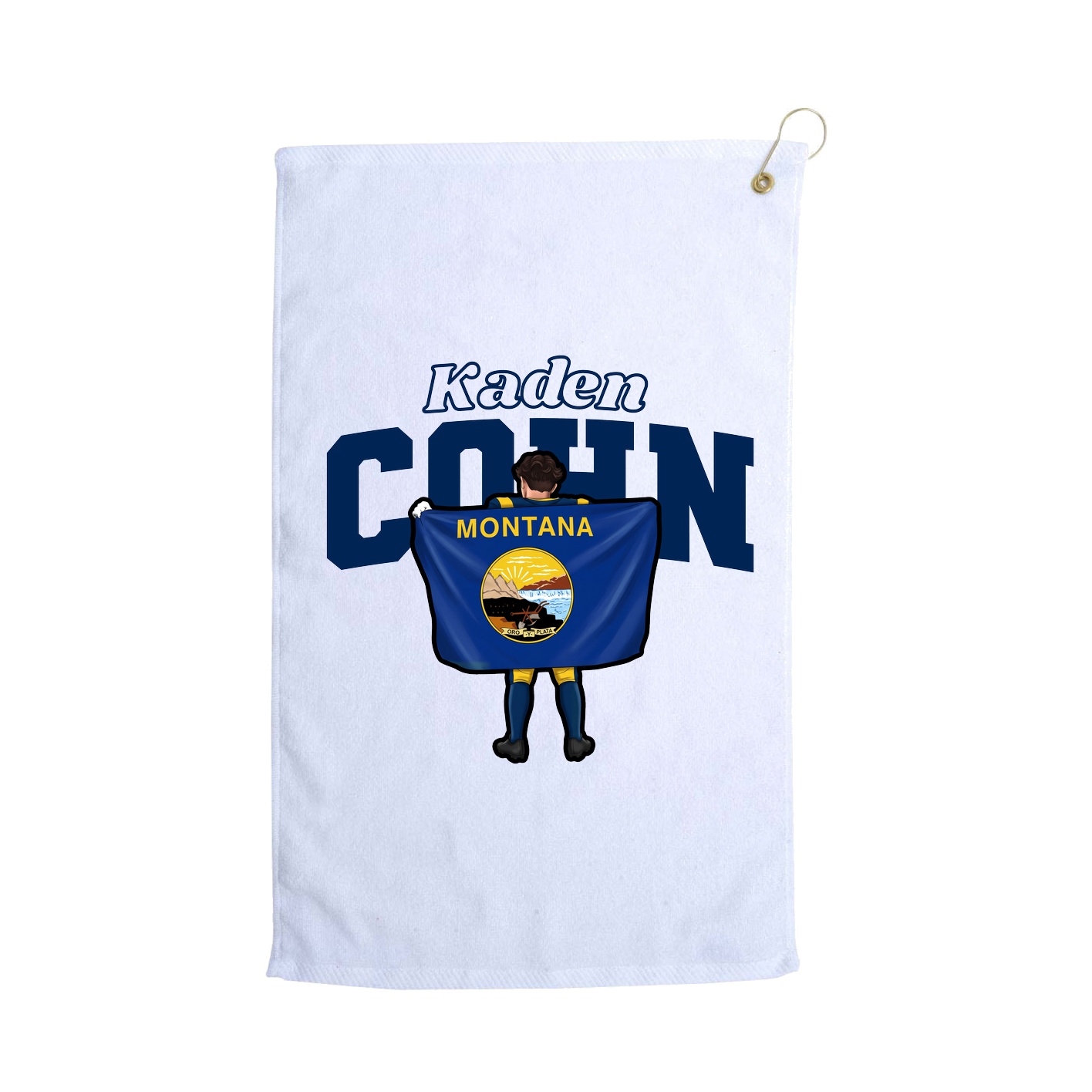 Golf Towel — Name Arch in White