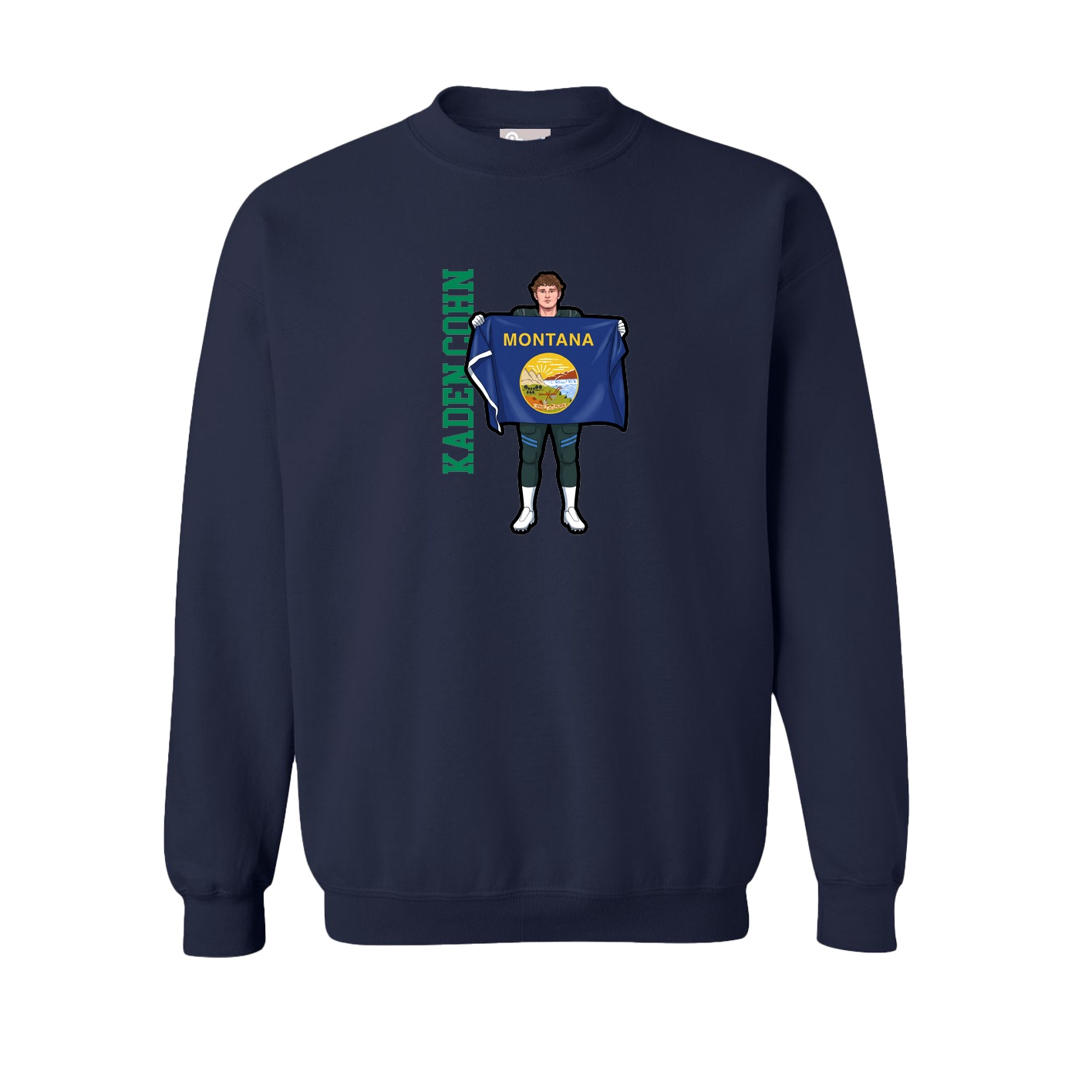 Fleece Crew — Name Vertical in Navy