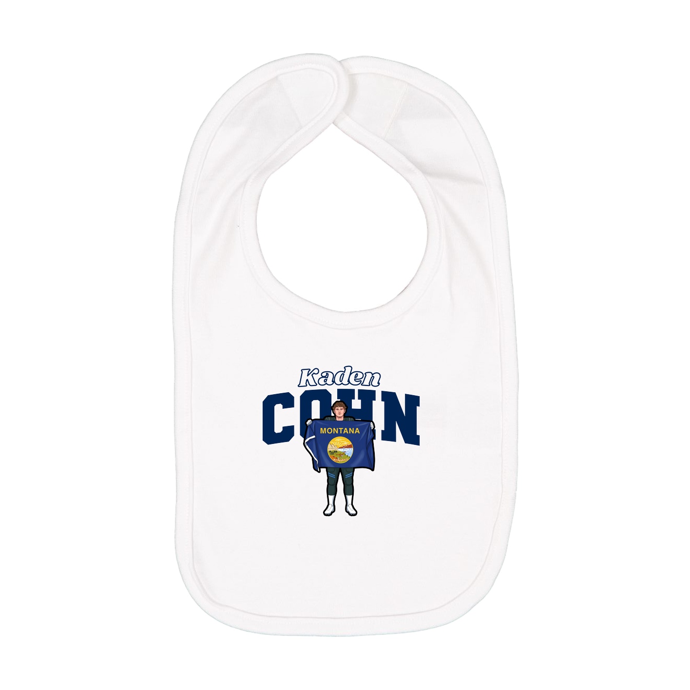 Infant Bib — Name Arch in White