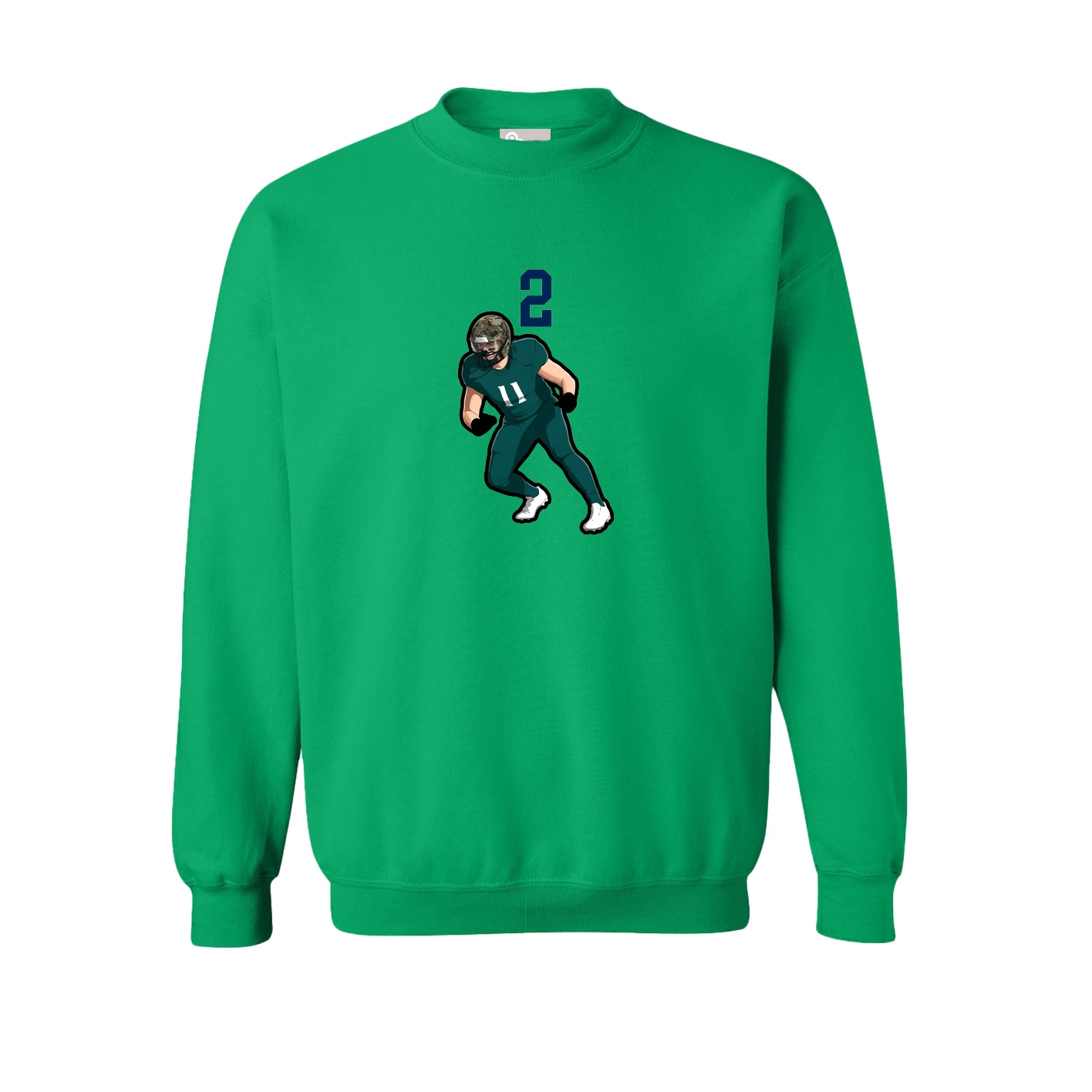 Fleece Crew — Number Top in Green