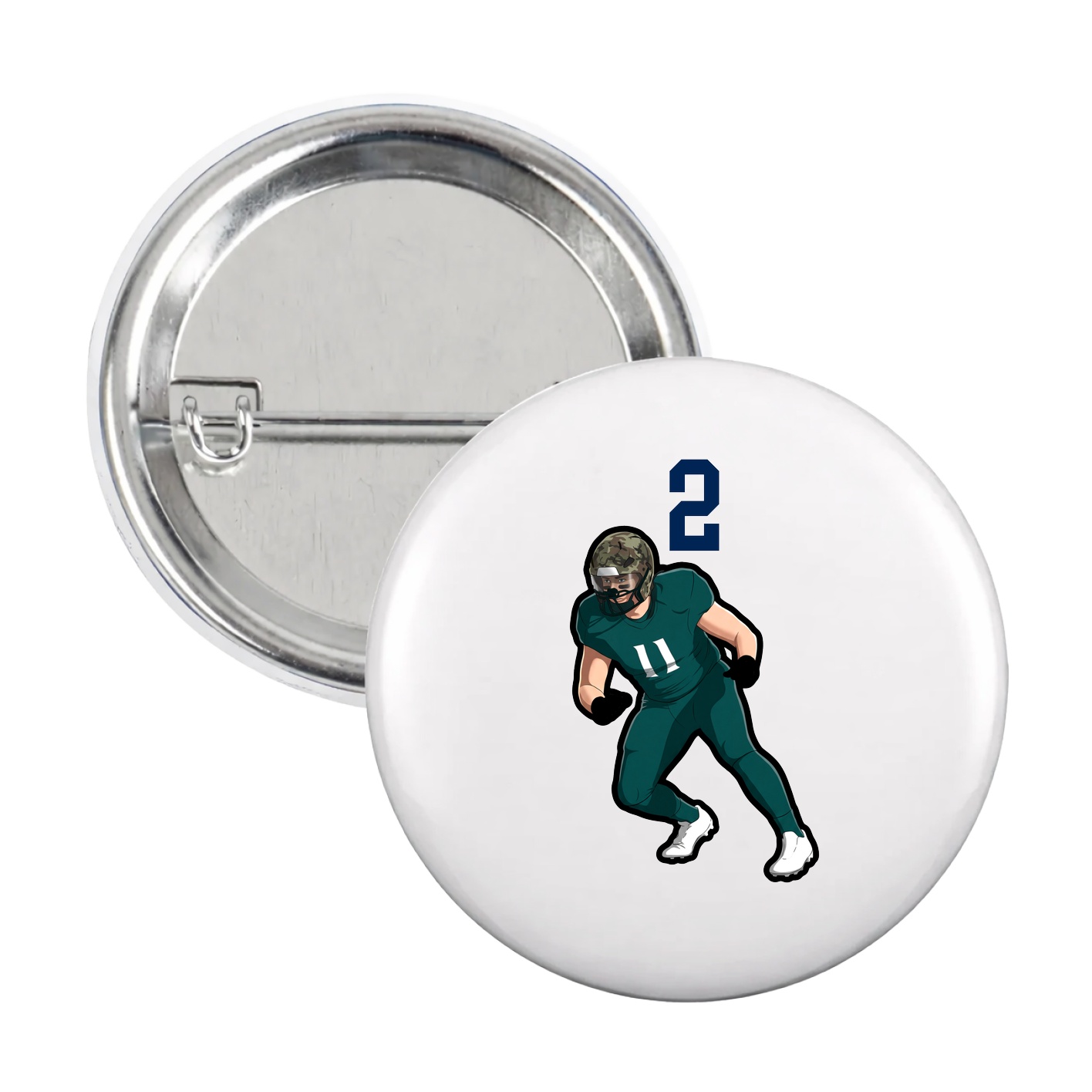Game Day Button — Number Top in White
