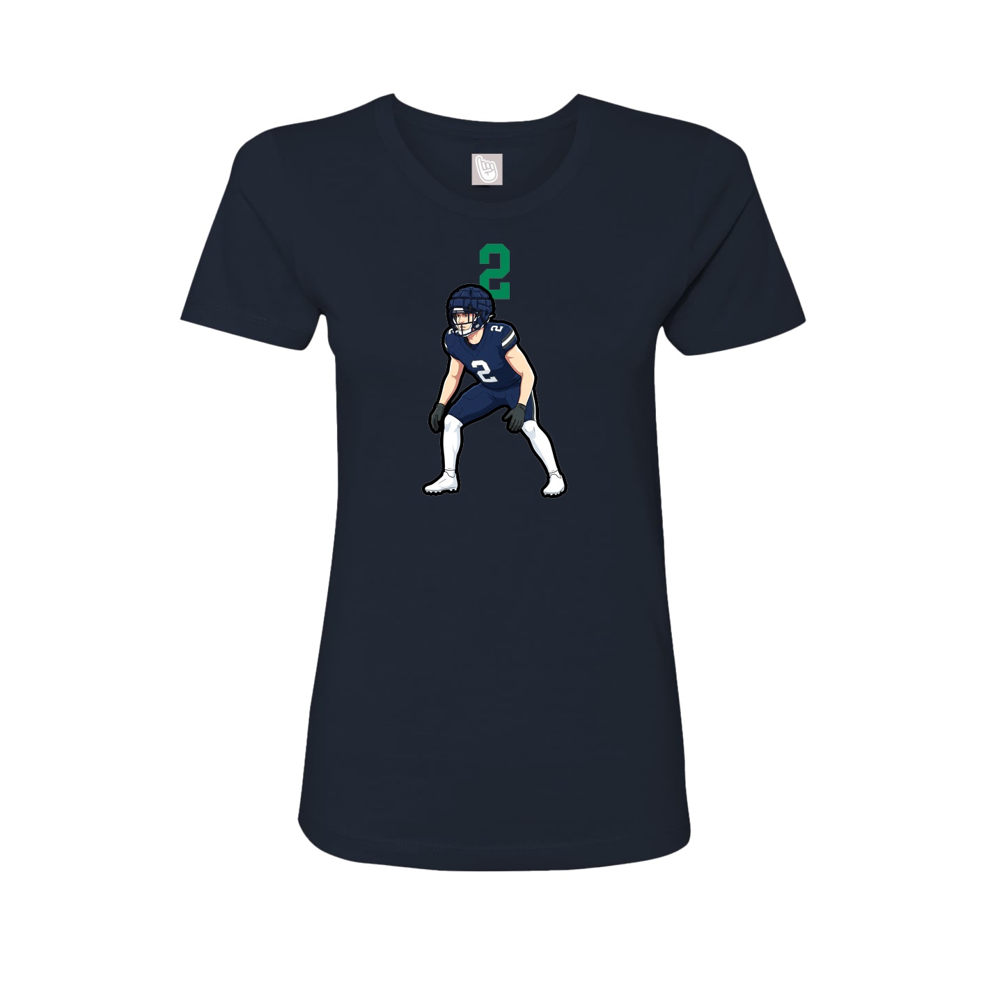 Fitted Women's Tee — Number Top in Navy