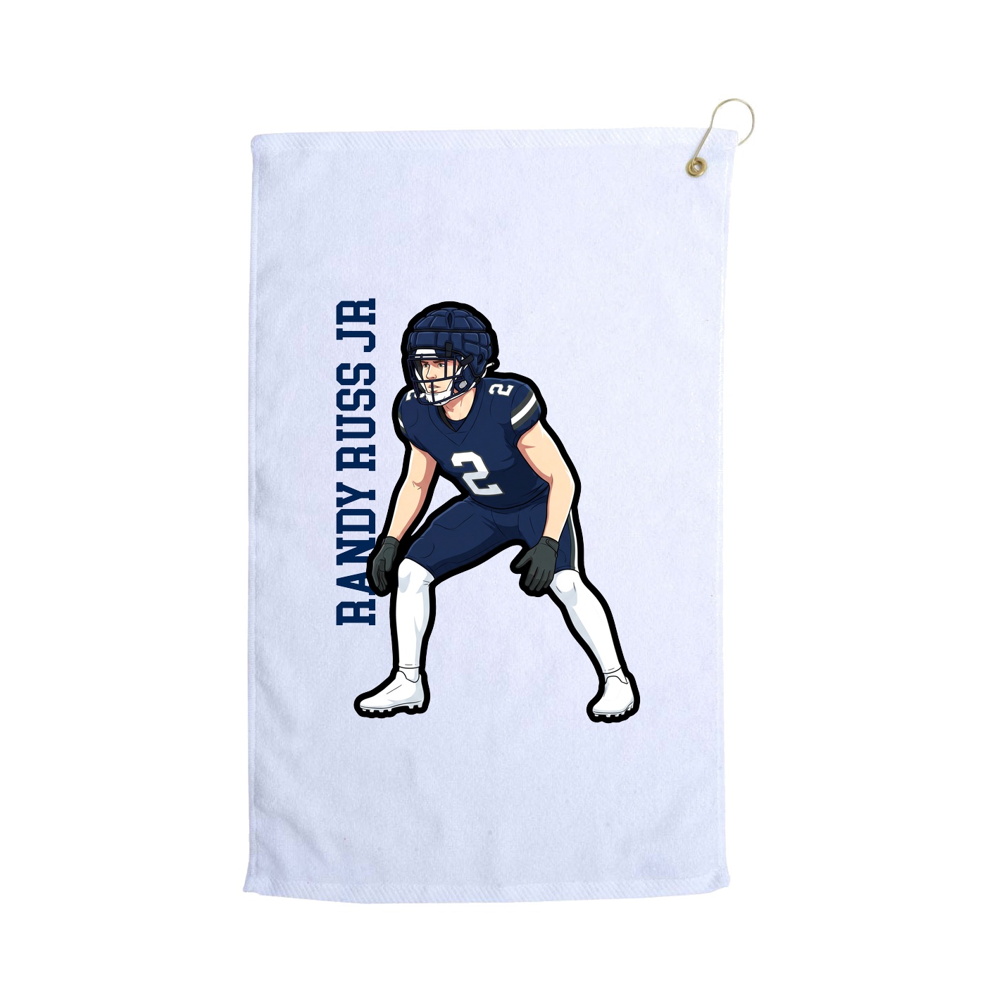 Golf Towel — Name Vertical in White