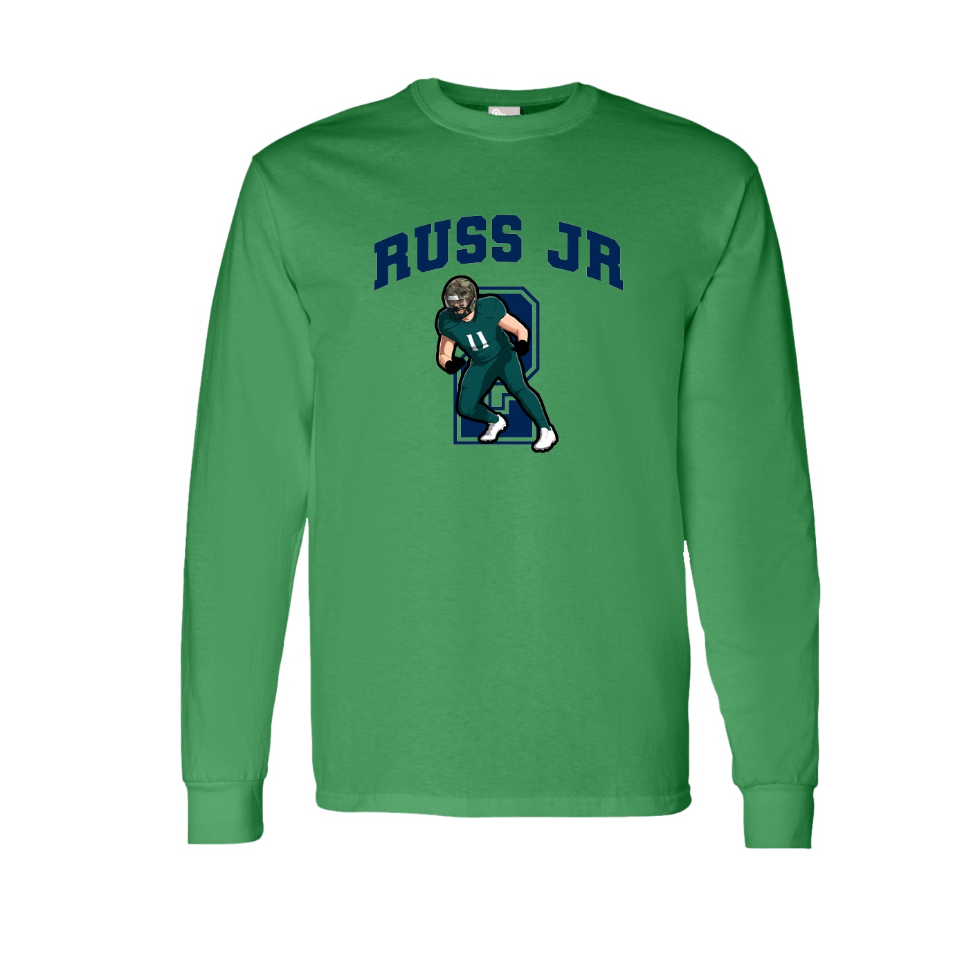 Long Sleeve Tee — Number in Green
