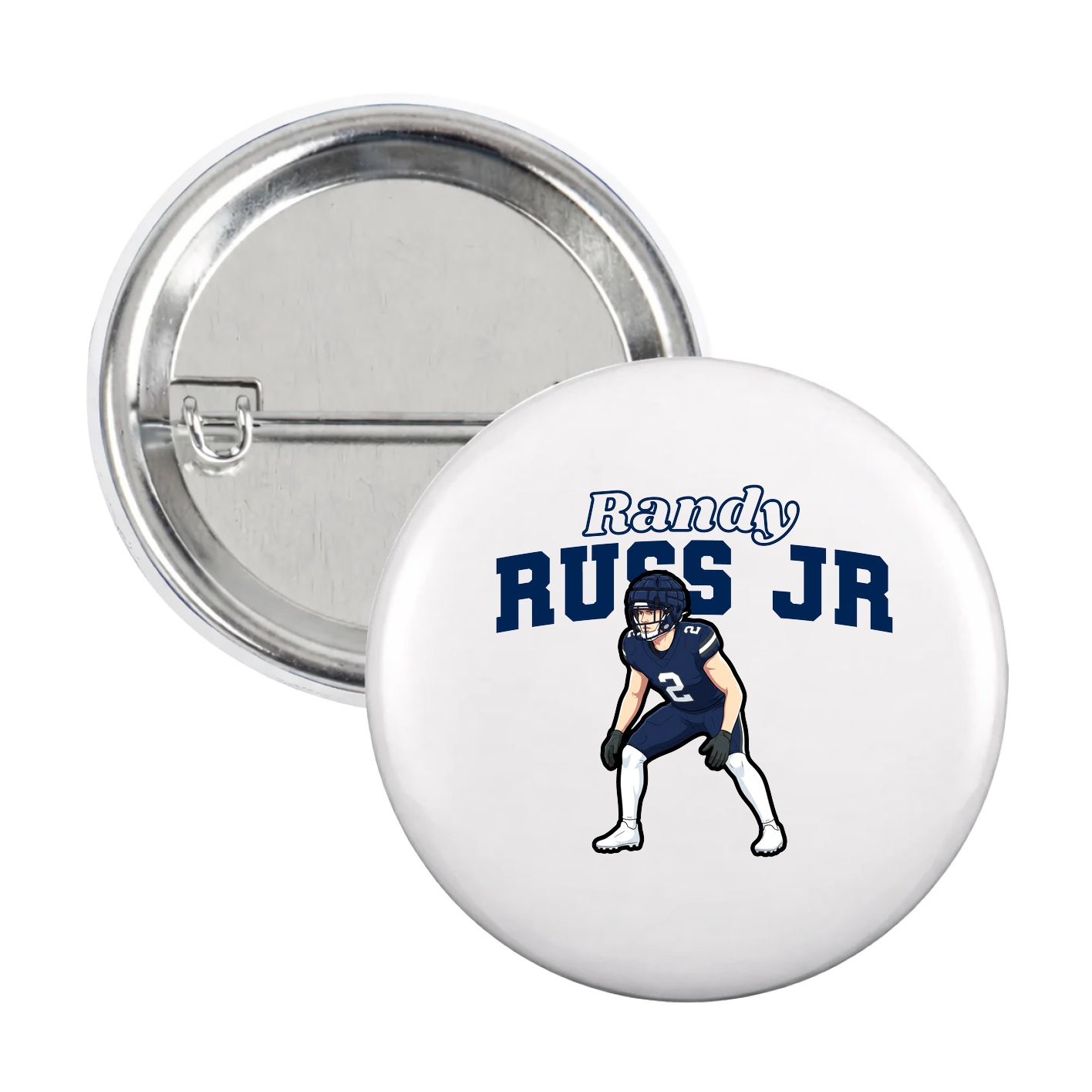 Game Day Button — Name Arch in White
