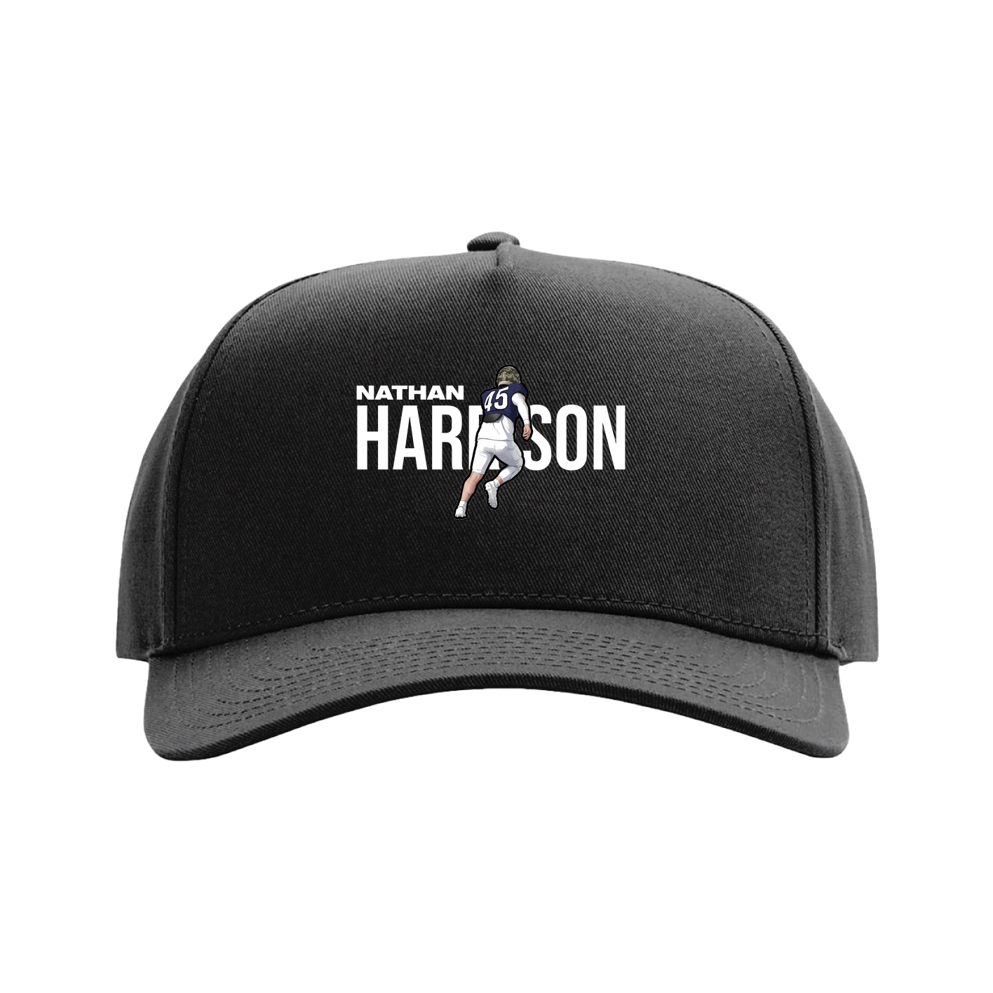 Full Fabric Five-Panel Champ Cap — Player Name in Black