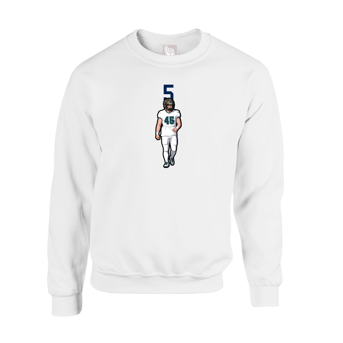 Fleece Crew — Number Top in White