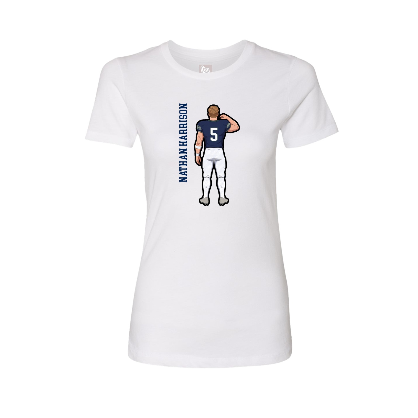 Fitted Women's Tee — Name Vertical in White