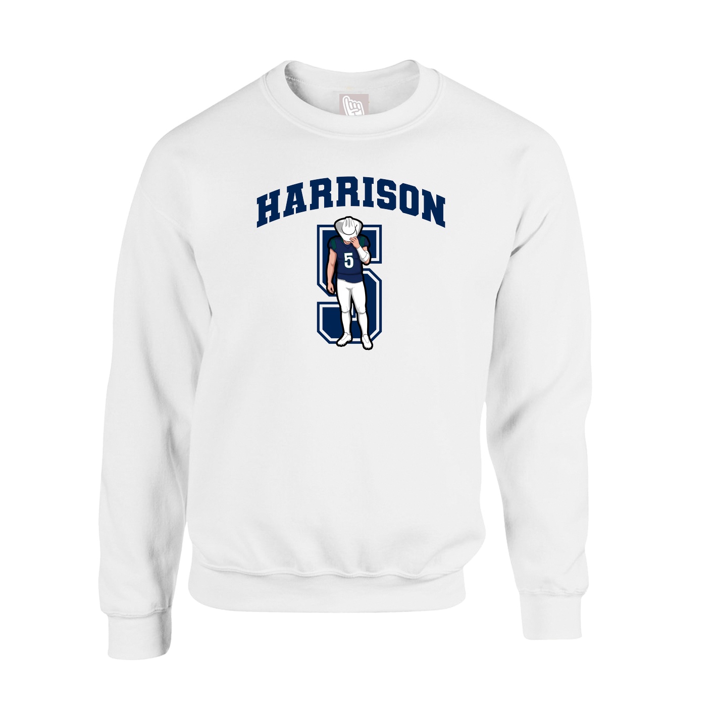 Fleece Crew — Number in White